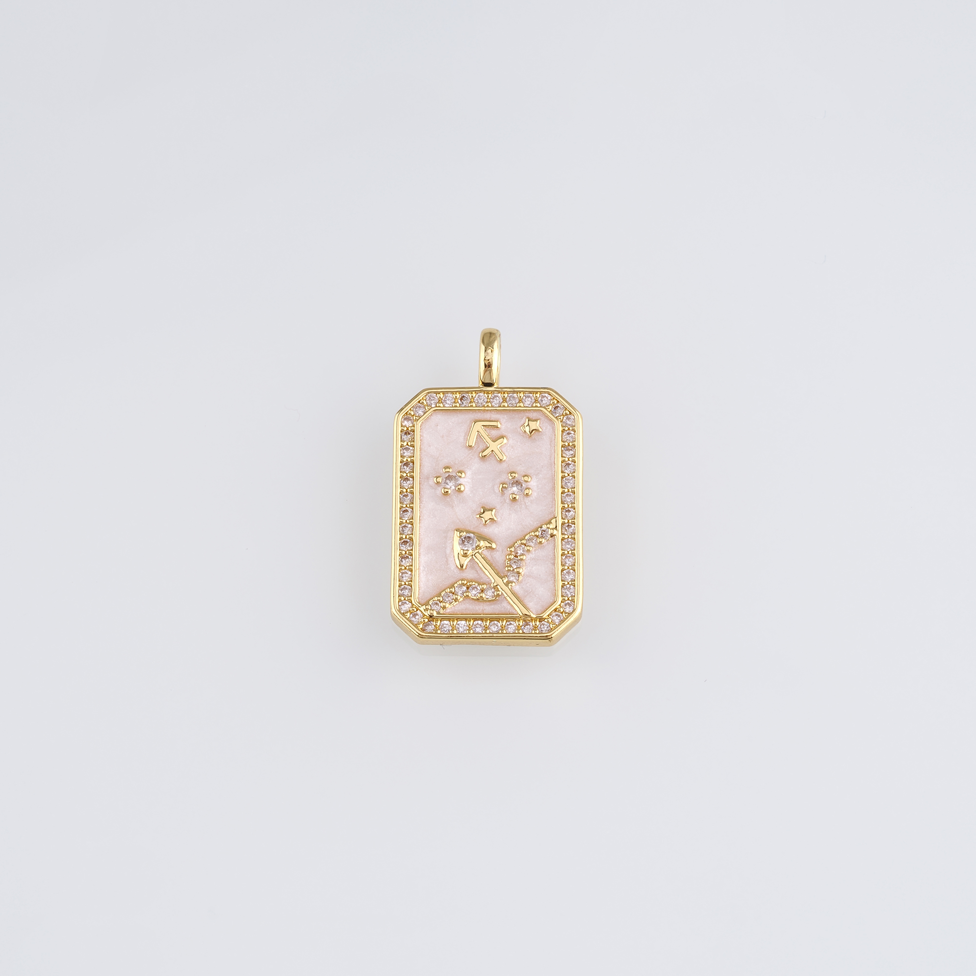 18K Gold Filled Zodiac Pendant,CZ Micro Pave Constellation Charm Earrings Necklace for DIY Jewelry Making Supply