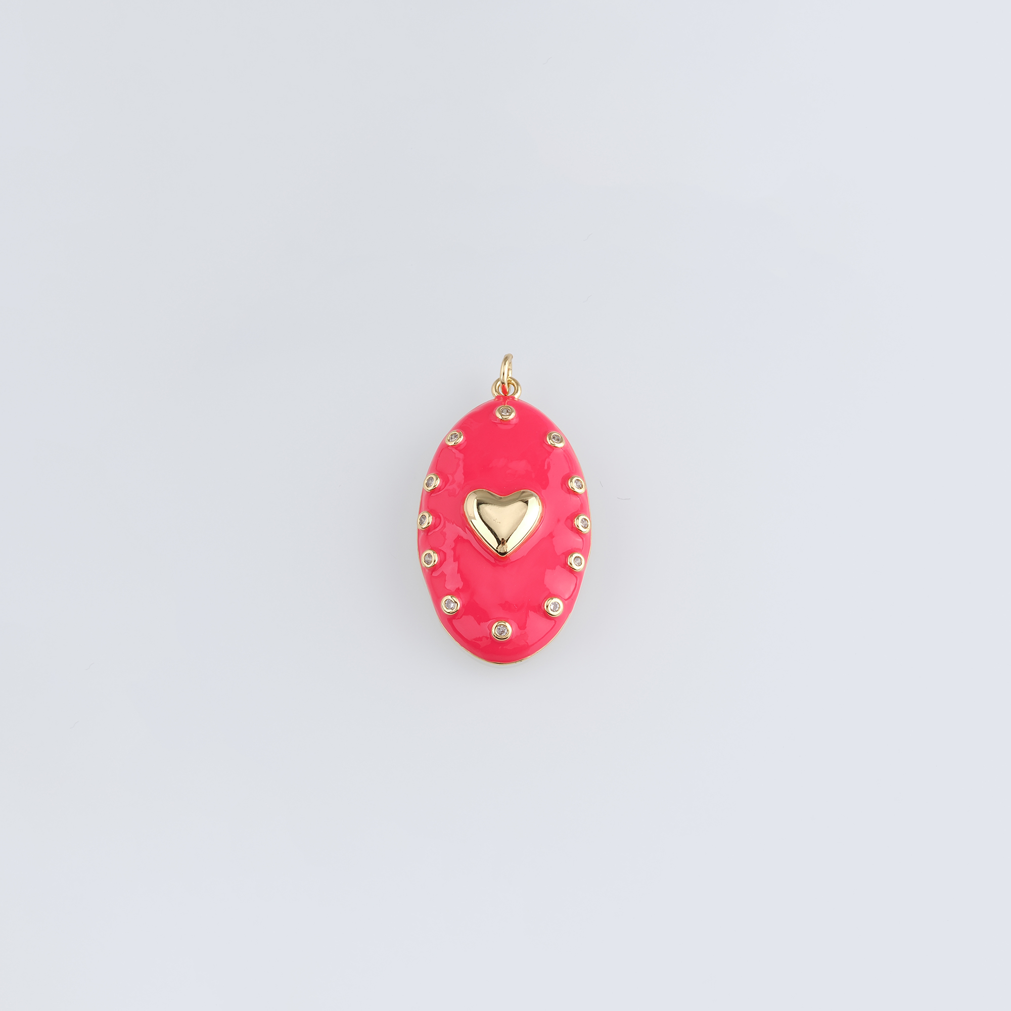 18K Gold Filled Heart Pendant,Enamel Heart Charm Earrings Necklace for DIY Jewelry Making Supply