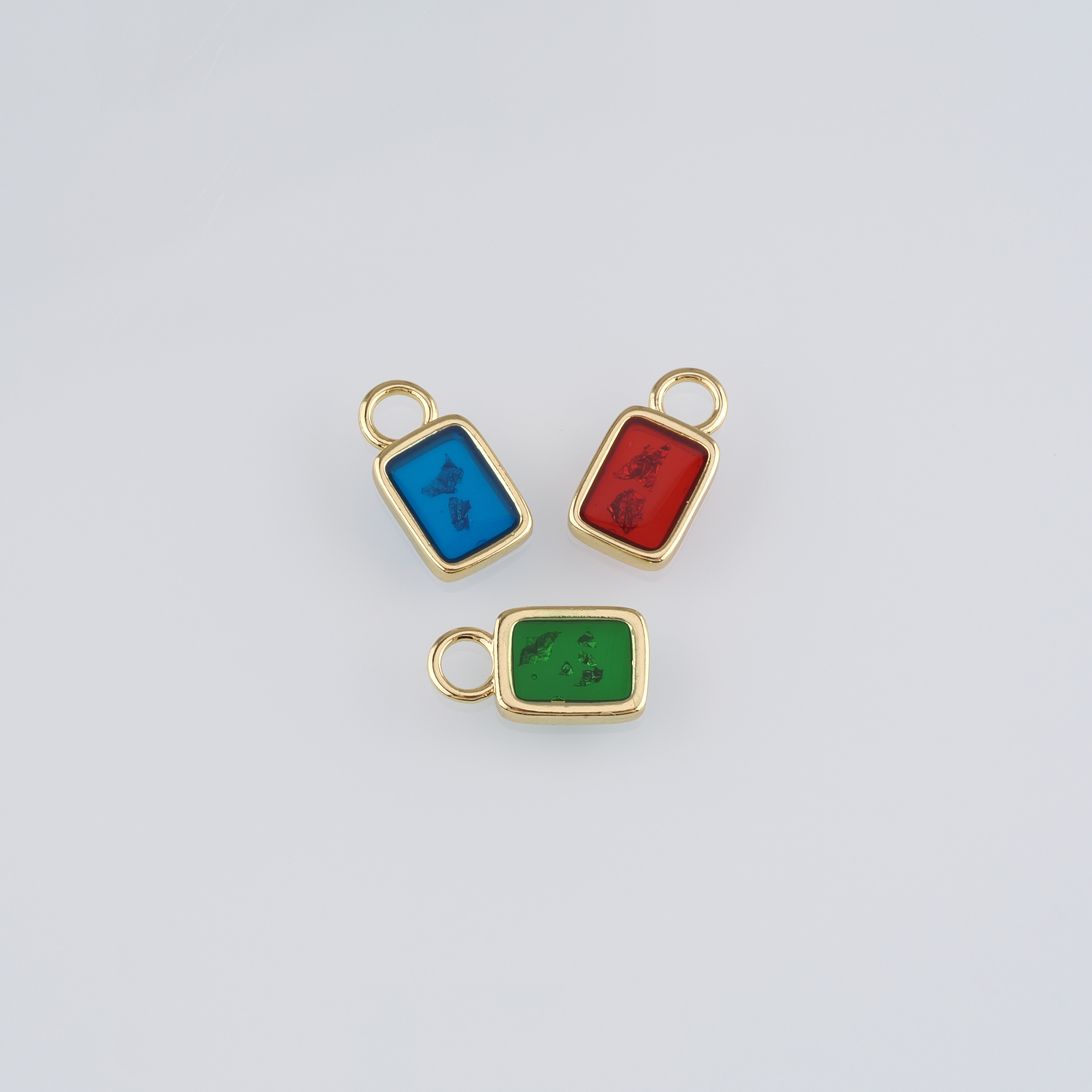 18K Gold Filled Rectangle Pendant,Enamel Rectangle Charm Earrings Necklace for DIY Jewelry Making Supply