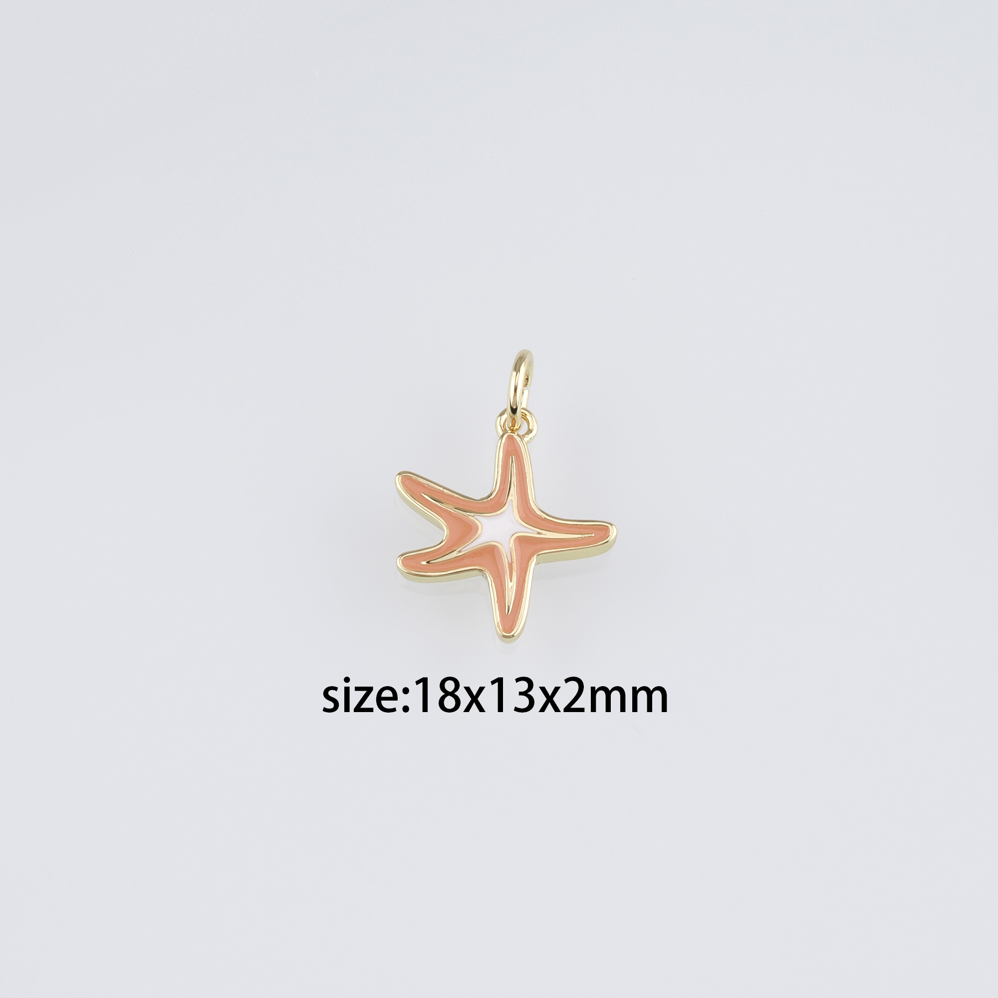 18K Gold Filled Starfish Pendant,Enamel Starfish Charm Earrings Necklace for DIY Jewelry Making Supply