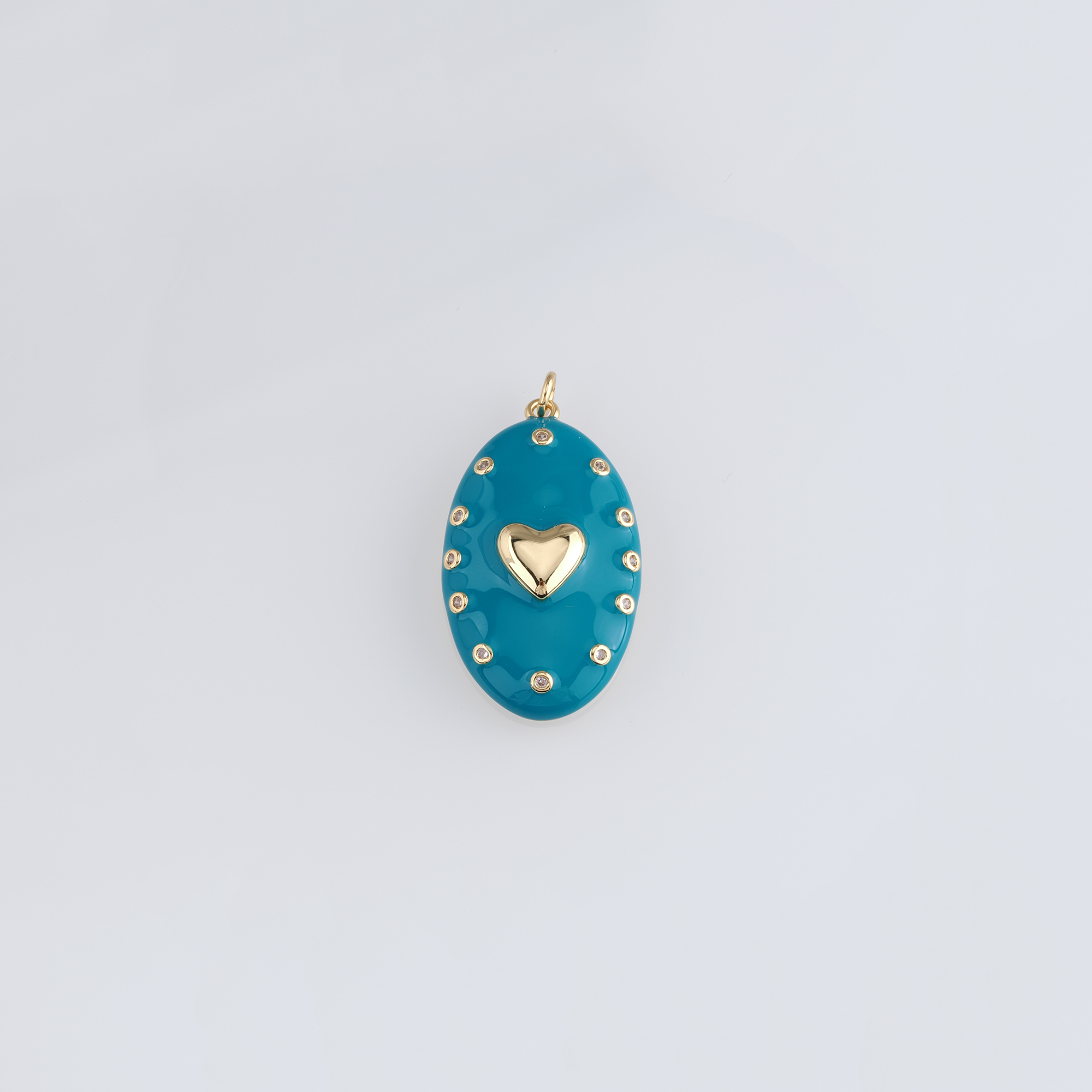 18K Gold Filled Heart Pendant,Enamel Heart Charm Earrings Necklace for DIY Jewelry Making Supply