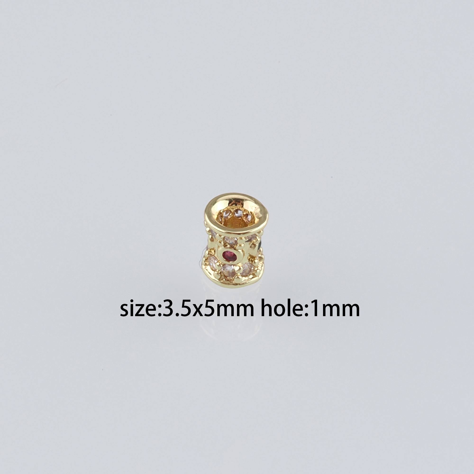 18K Gold Filled Cylinder Spacer Beads,CZ Micro Pave Barrel Beads for Bracelet Jewelry Necklace Making Supply