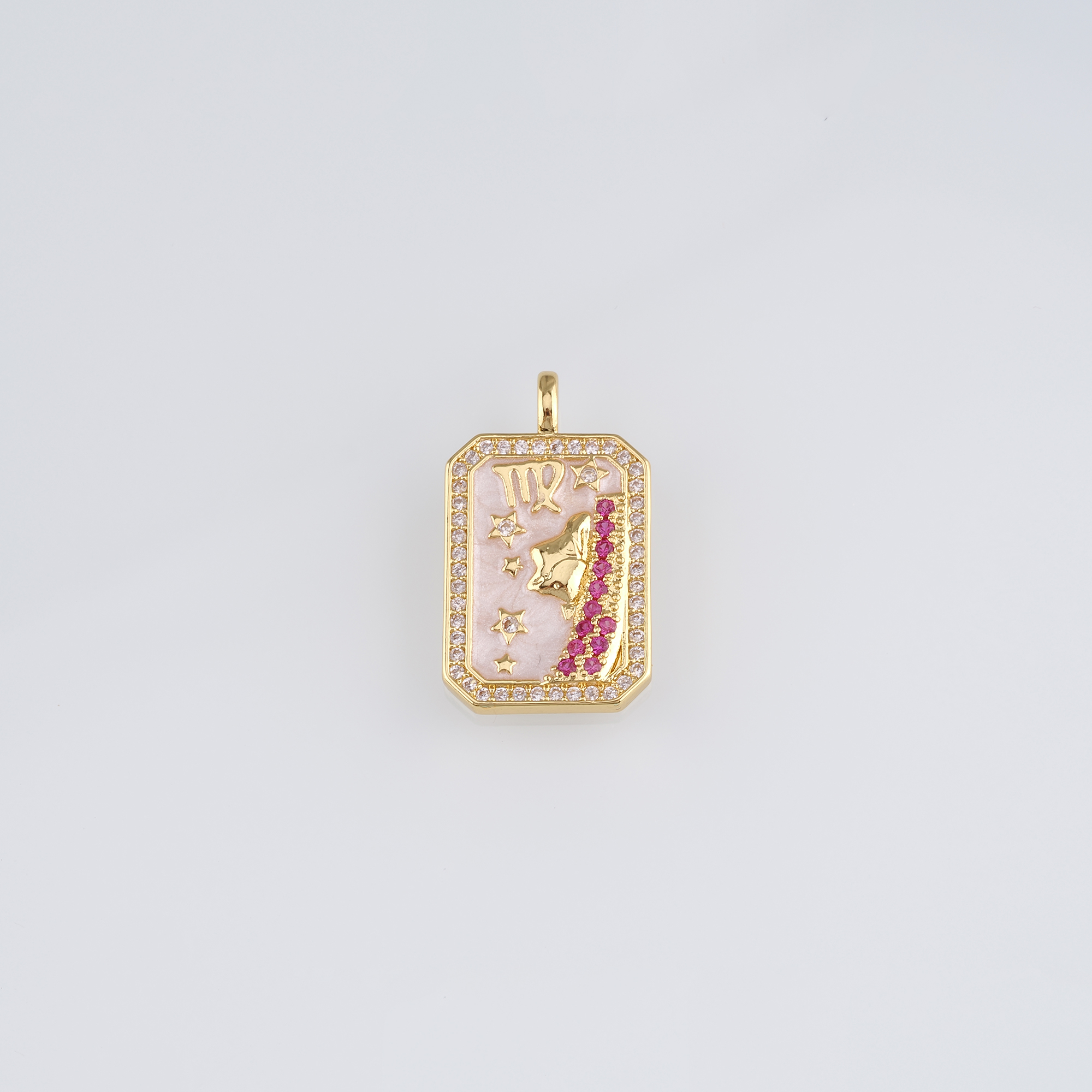 18K Gold Filled Zodiac Pendant,CZ Micro Pave Constellation Charm Earrings Necklace for DIY Jewelry Making Supply