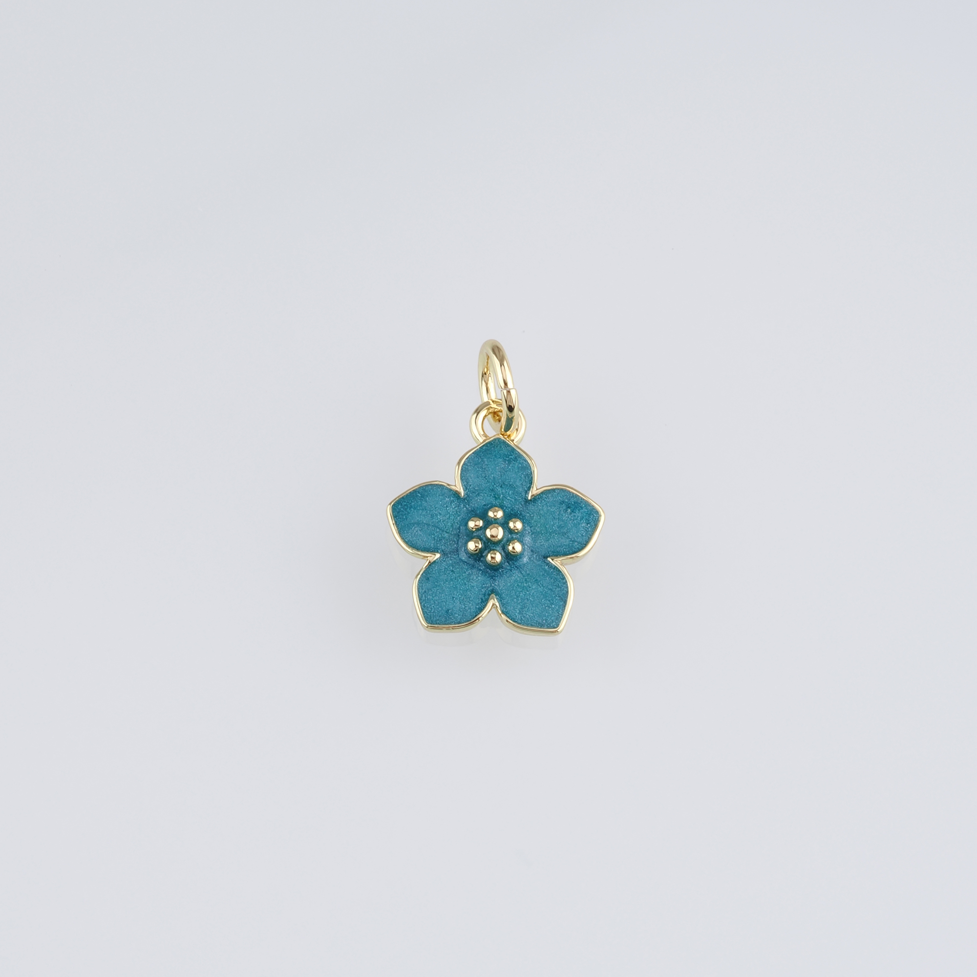 18K Gold Filled Flower Pendant,Enamel Flower Charm Earrings Necklace for DIY Jewelry Making Supply