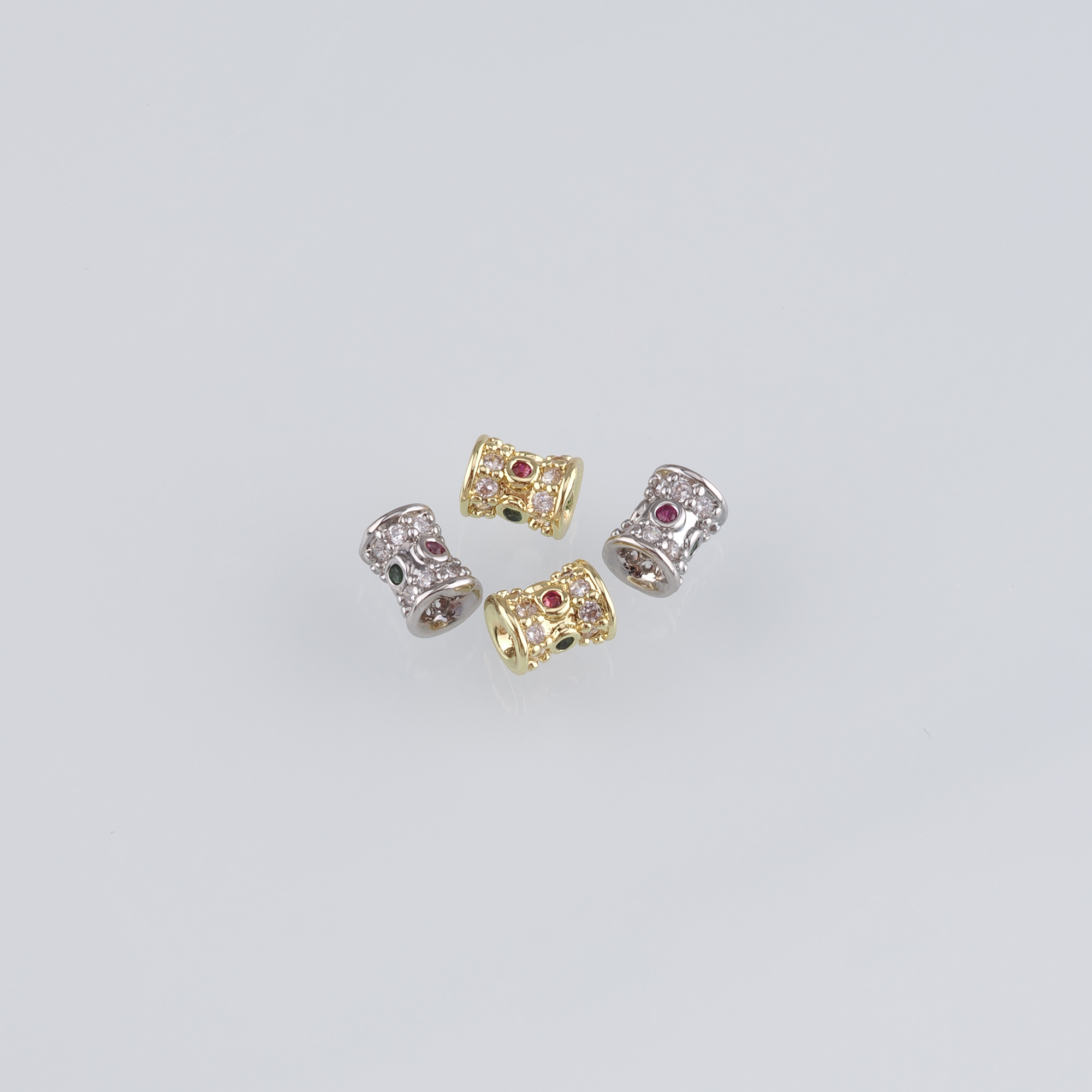 18K Gold Filled Cylinder Spacer Beads,CZ Micro Pave Barrel Beads for Bracelet Jewelry Necklace Making Supply