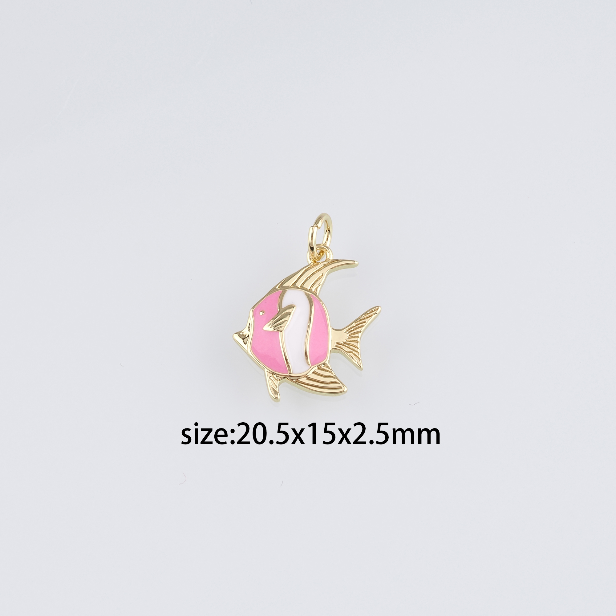 18K Gold Filled Fish Pendant,Enamel Fish Charm Earrings Necklace for DIY Jewelry Making Supply