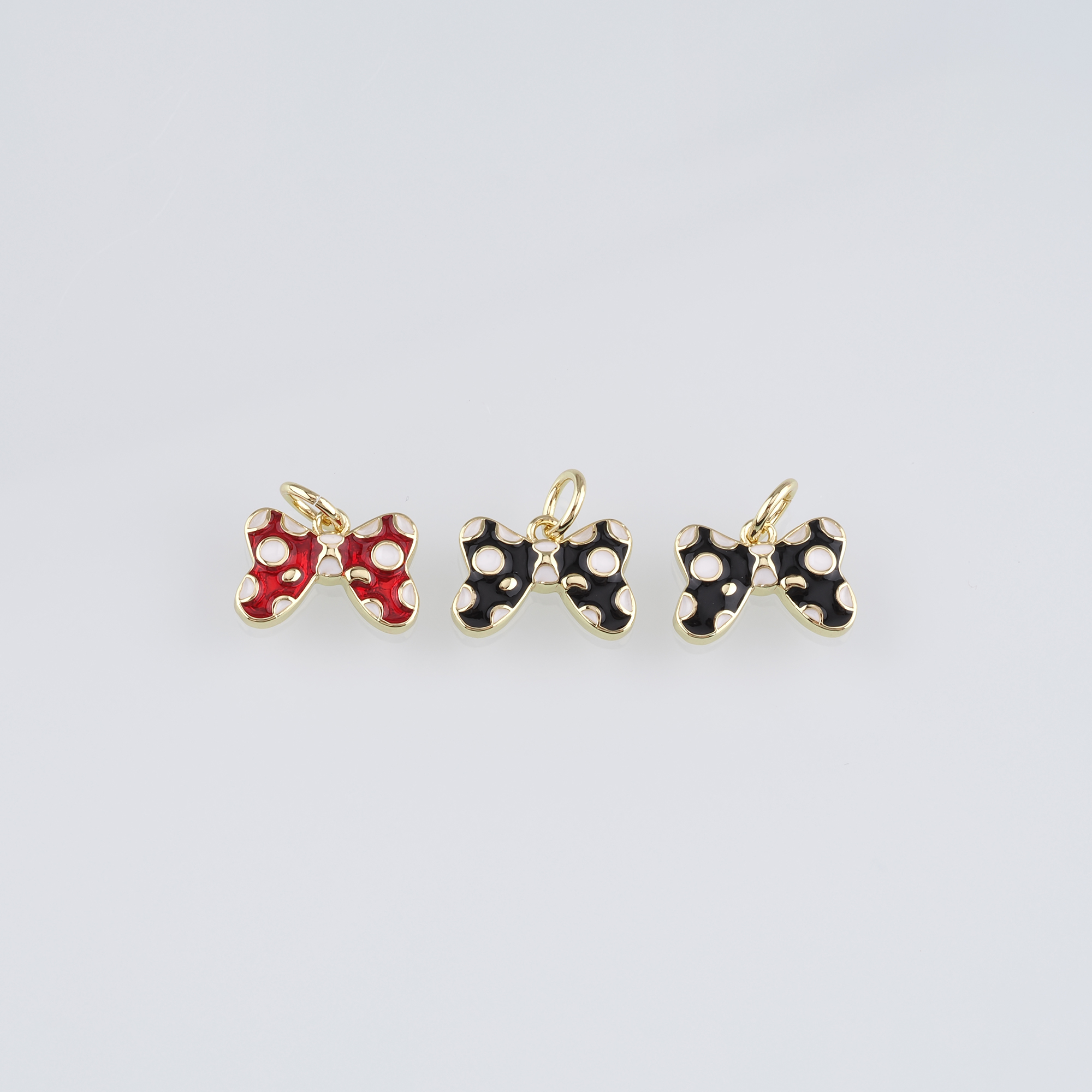 18K Gold Filled Bow Pendant,Enamel Bow Charm Earrings Necklace for DIY Jewelry Making Supply