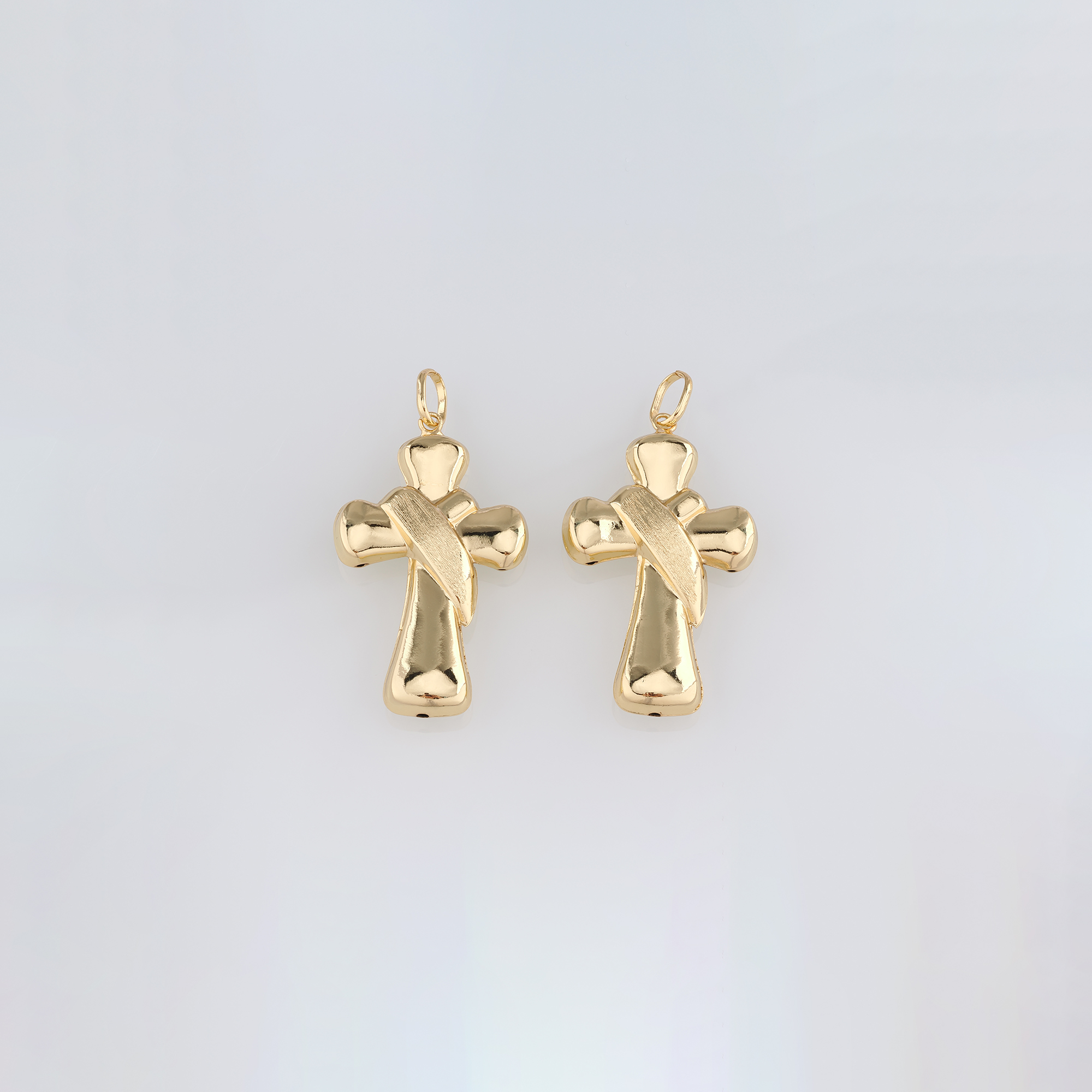 18K Gold Filled Cross Pendant,Religious Charm Earrings Necklace for DIY Jewelry Making Supply