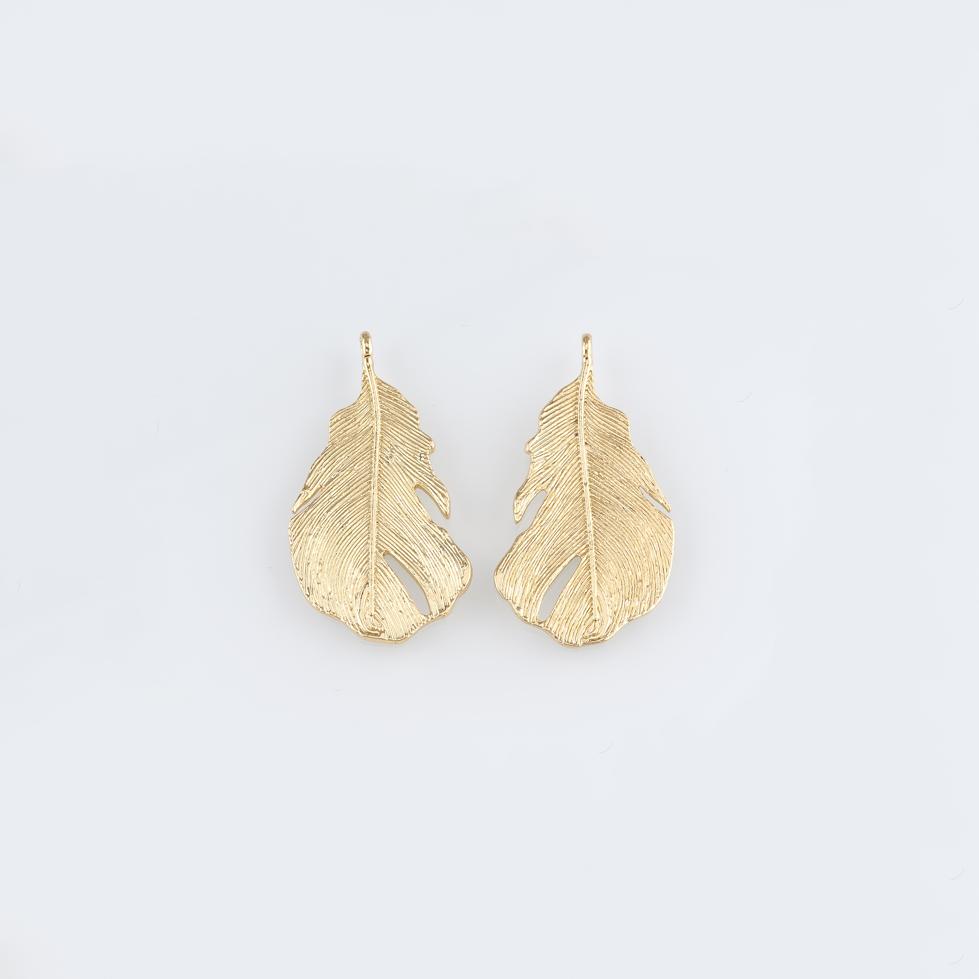 18K Gold Filled Leaf Pendant,Dainty Leaf Charm Earrings Necklace for DIY Jewelry Making Supply
