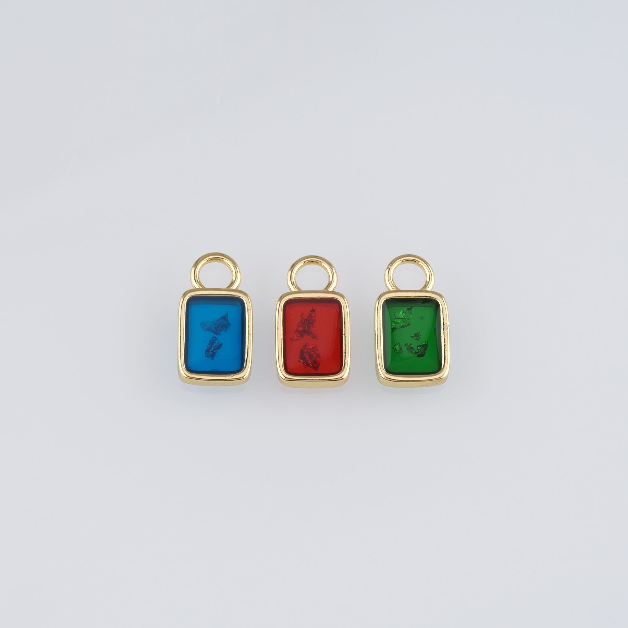 18K Gold Filled Rectangle Pendant,Enamel Rectangle Charm Earrings Necklace for DIY Jewelry Making Supply