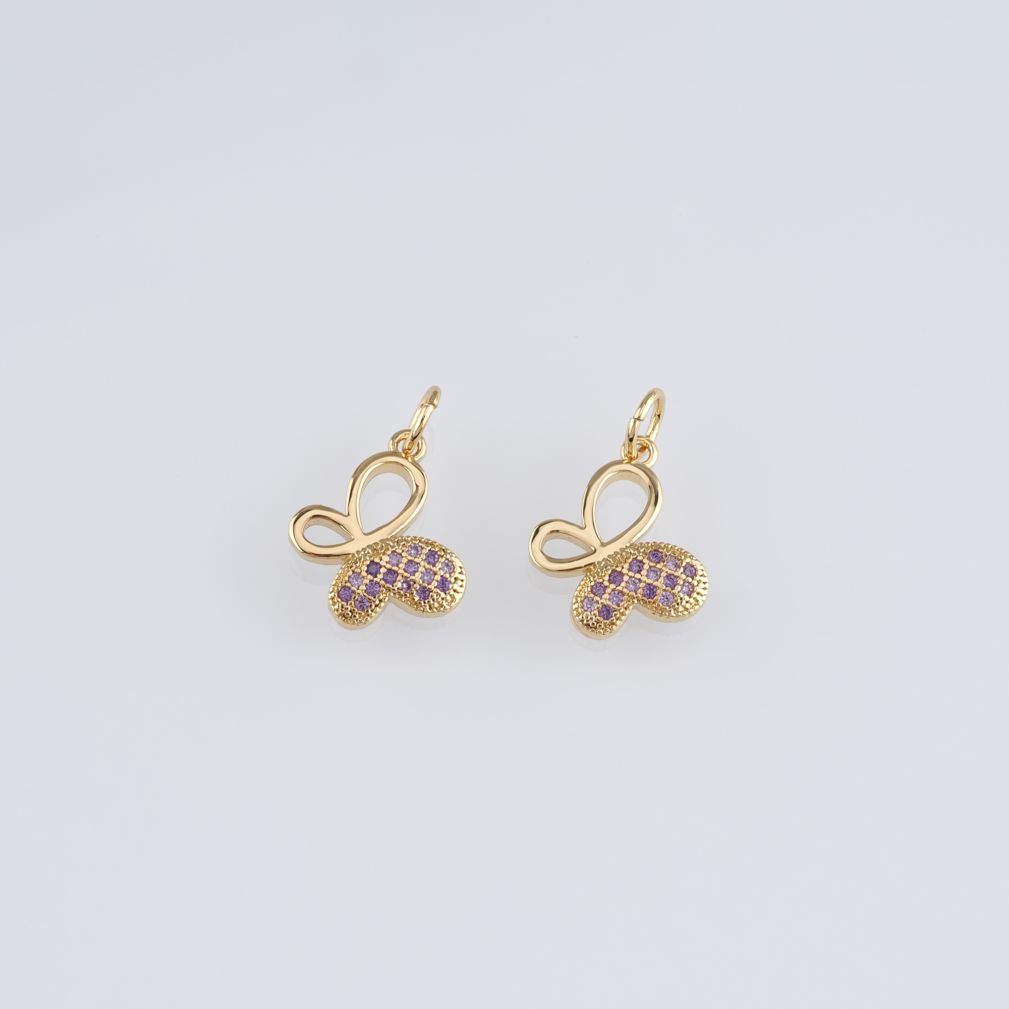 18K Gold Filled Butterfly Pendant,CZ Micro Pave Butterfly Charm Earrings Necklace for DIY Jewelry Making Supply