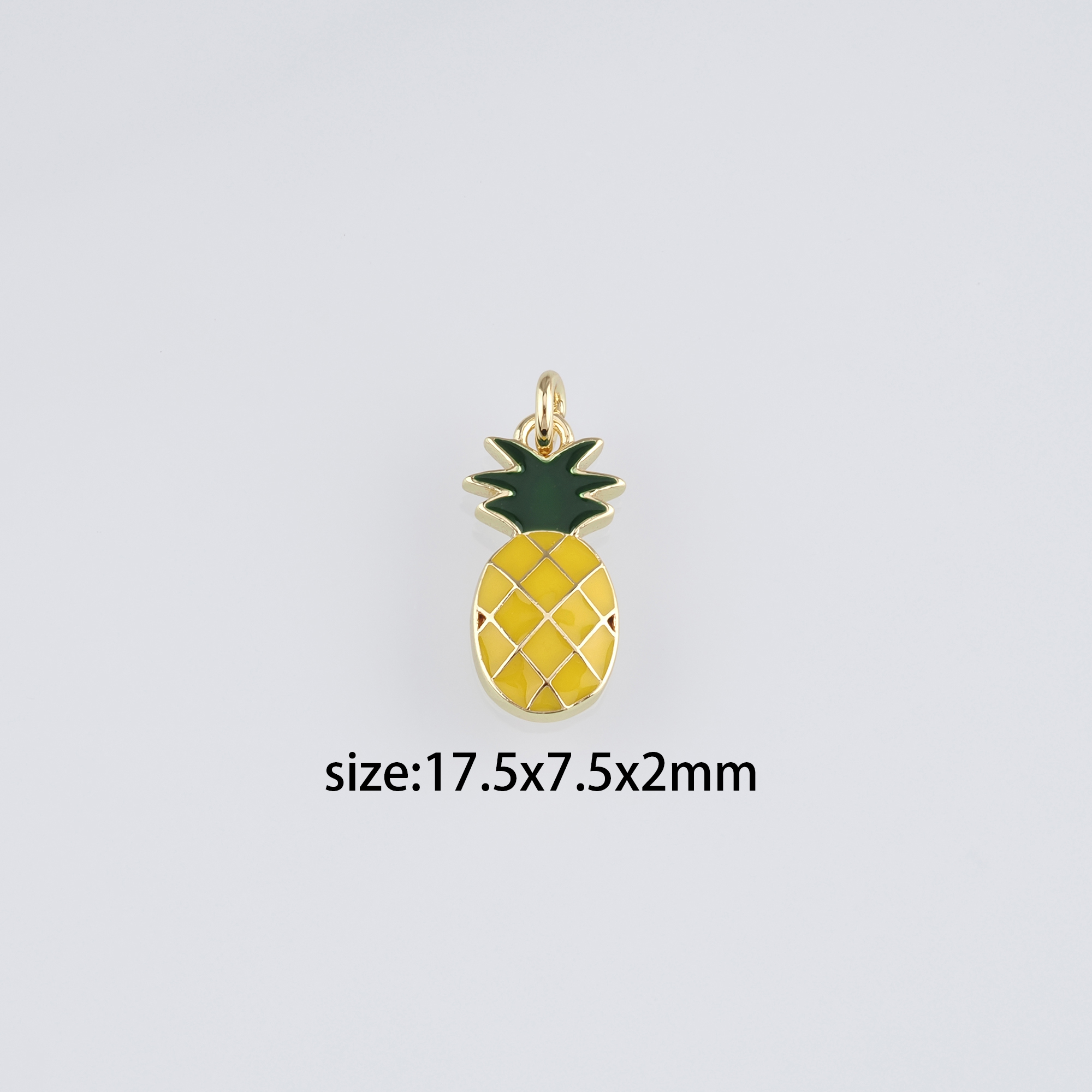 18K Gold Filled Pineapple Pendant,Enamel Fruit Charm Earrings Necklace for DIY Jewelry Making Supply