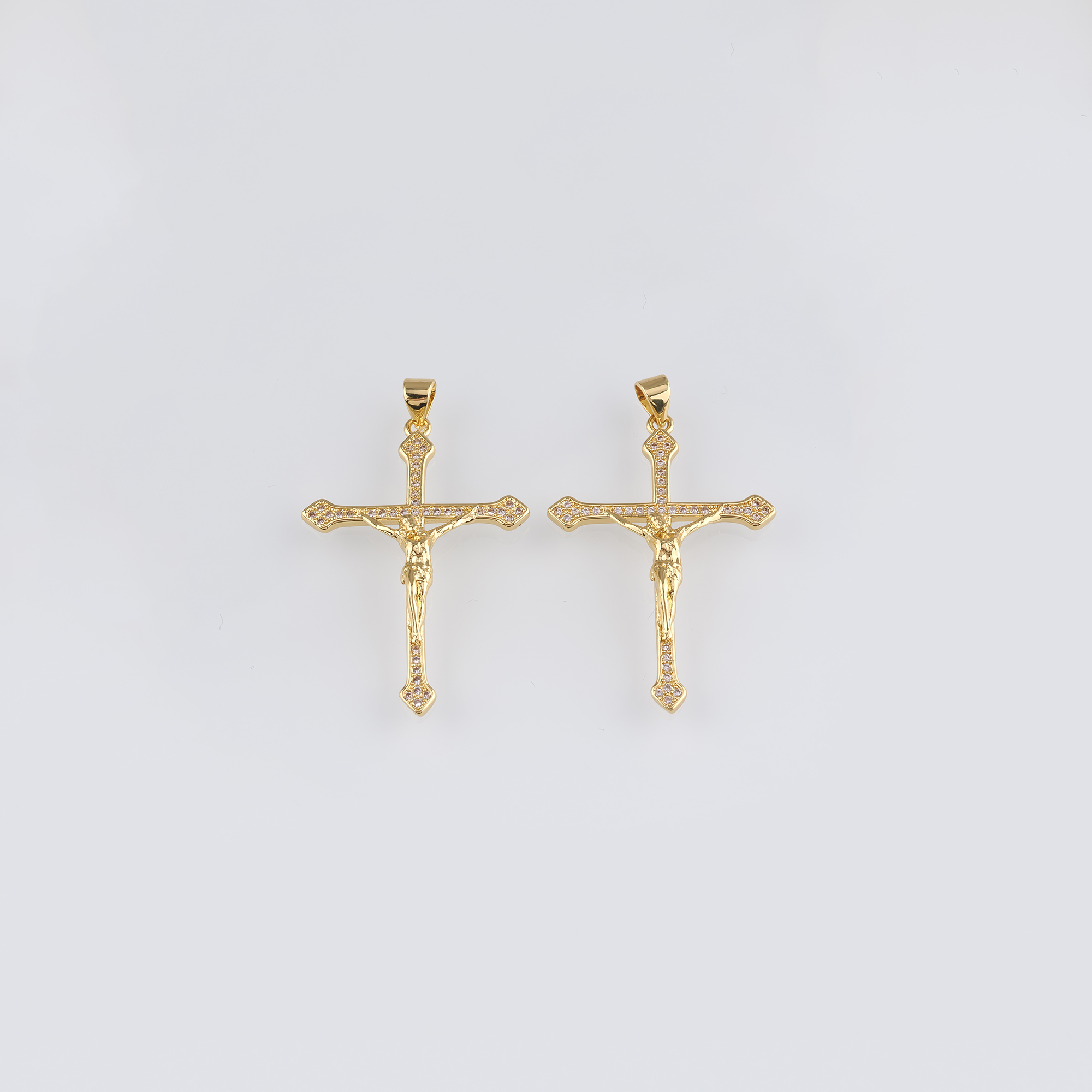 18K Gold Filled Cross Pendant,Religious Charm Earrings Necklace for DIY Jewelry Making Supply