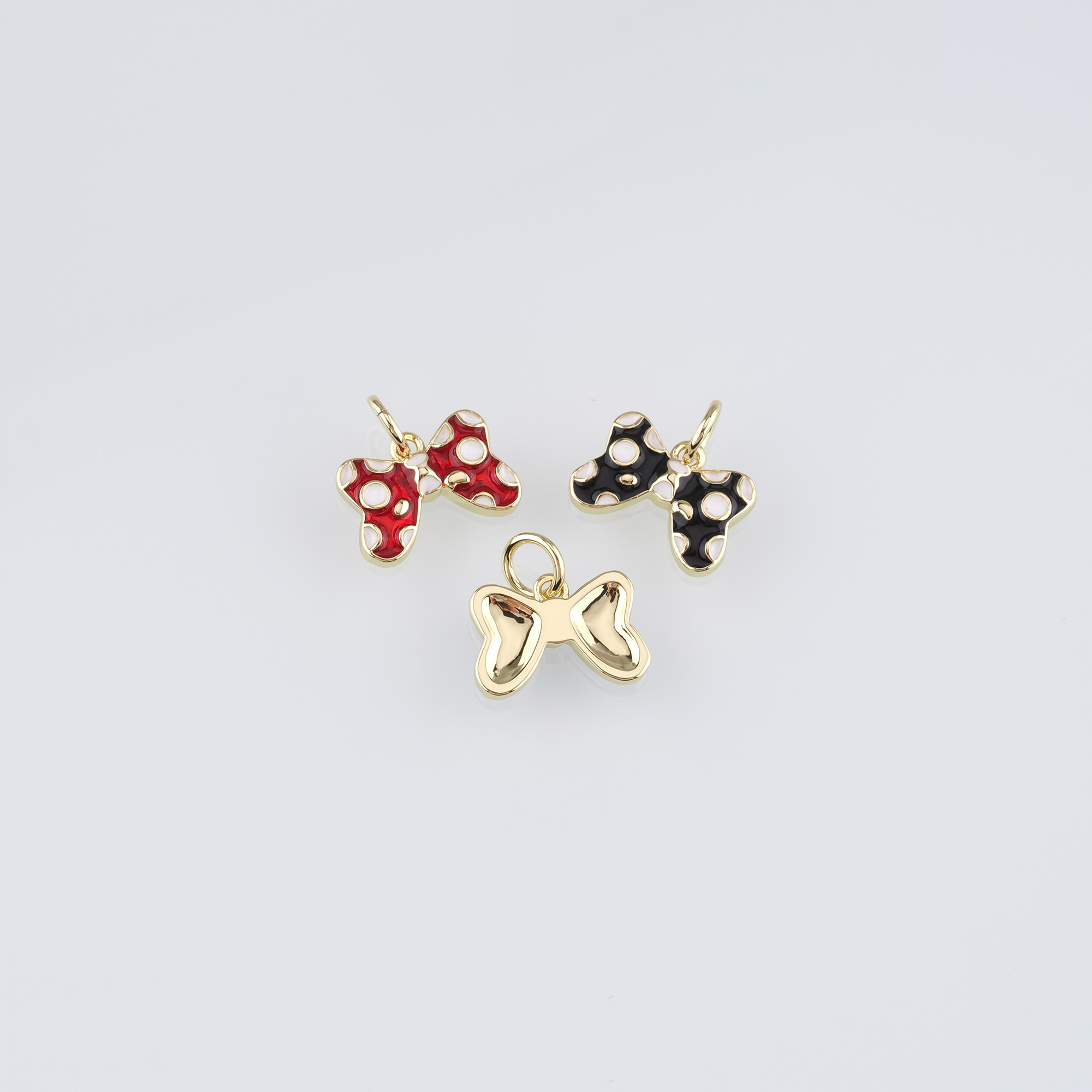 18K Gold Filled Bow Pendant,Enamel Bow Charm Earrings Necklace for DIY Jewelry Making Supply