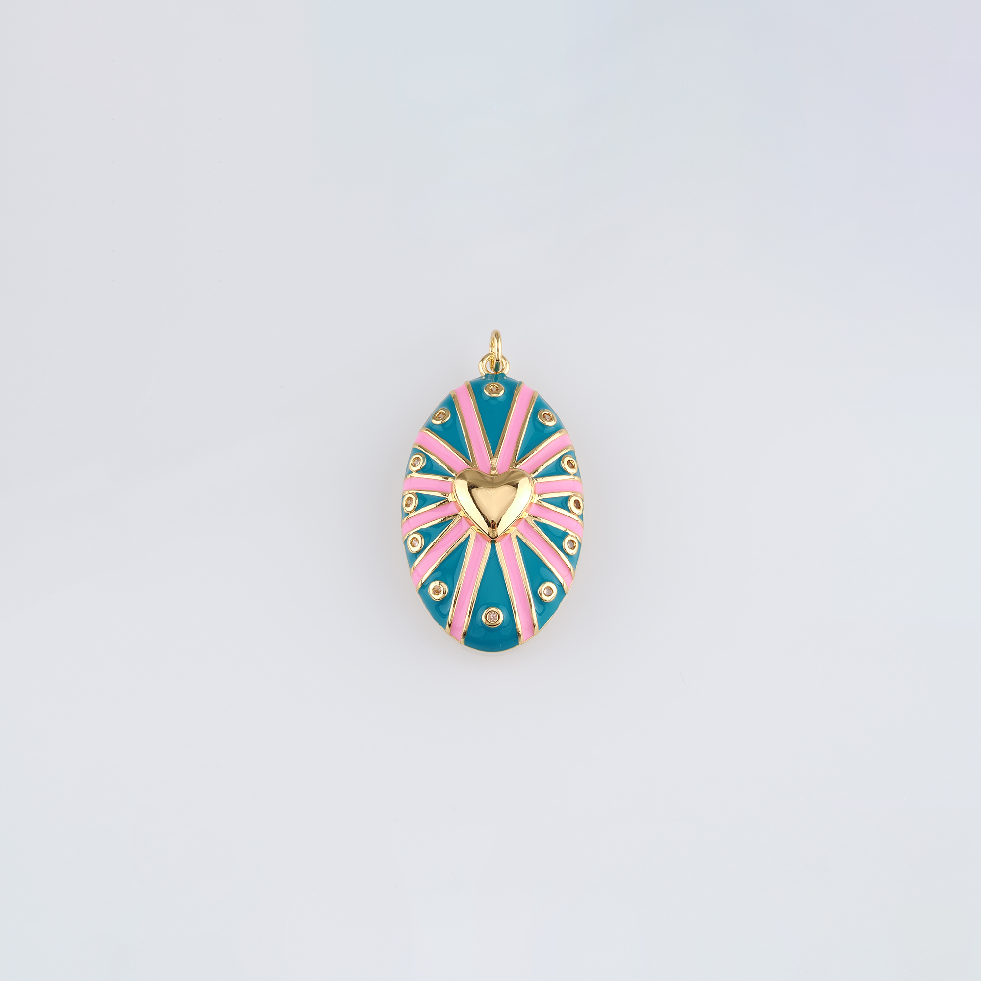 18K Gold Filled Heart Pendant,Enamel Heart Charm Earrings Necklace for DIY Jewelry Making Supply