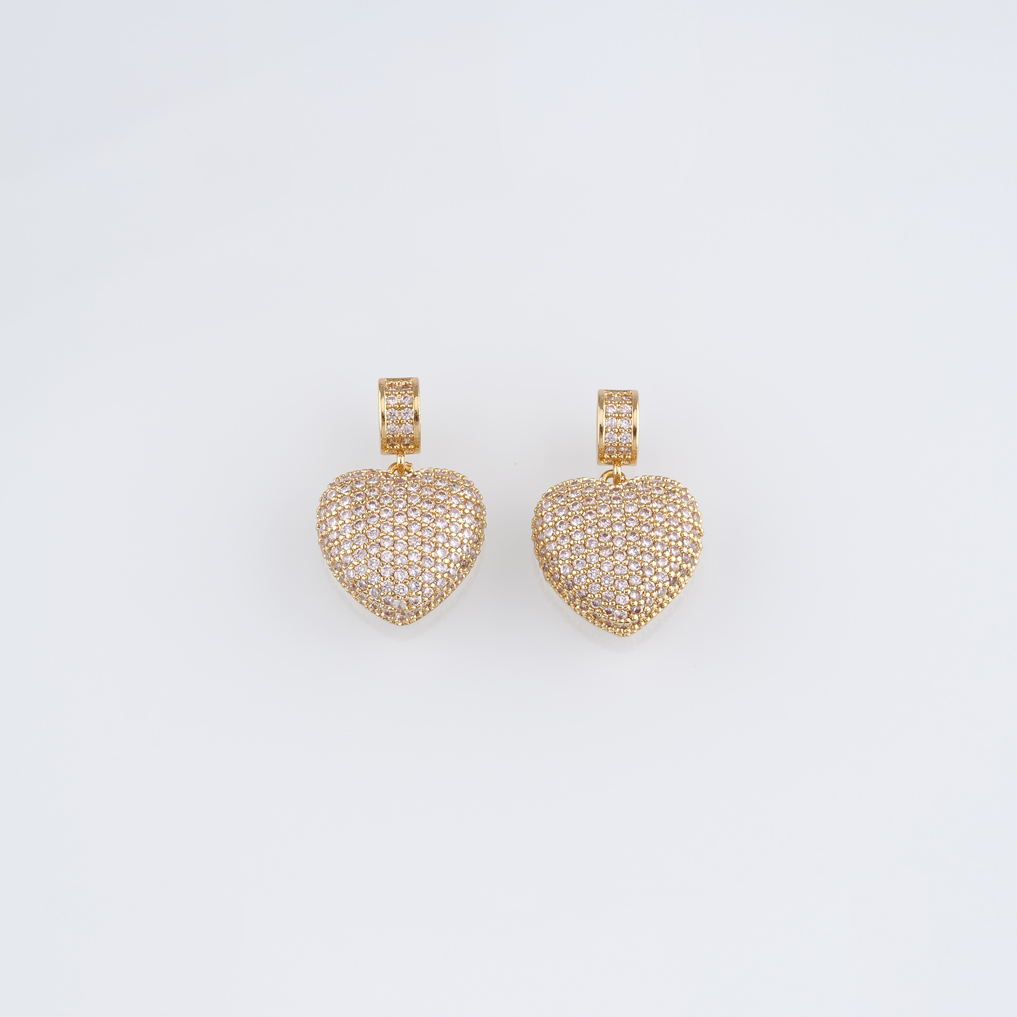 18K Gold Filled Heart Pendant,CZ Micro Pave Heart Charm Earrings Necklace for DIY Jewelry Making Supply
