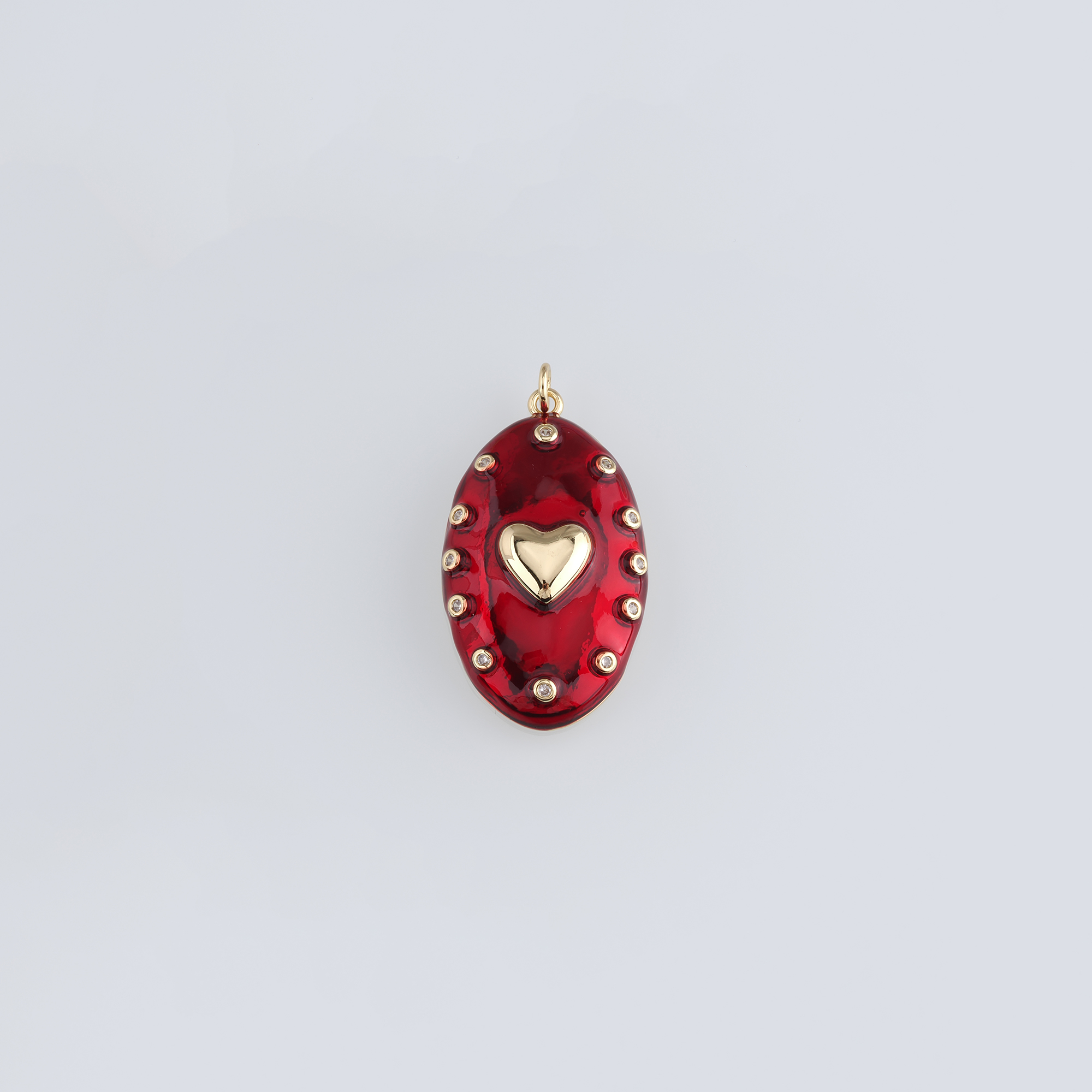 18K Gold Filled Heart Pendant,Enamel Heart Charm Earrings Necklace for DIY Jewelry Making Supply