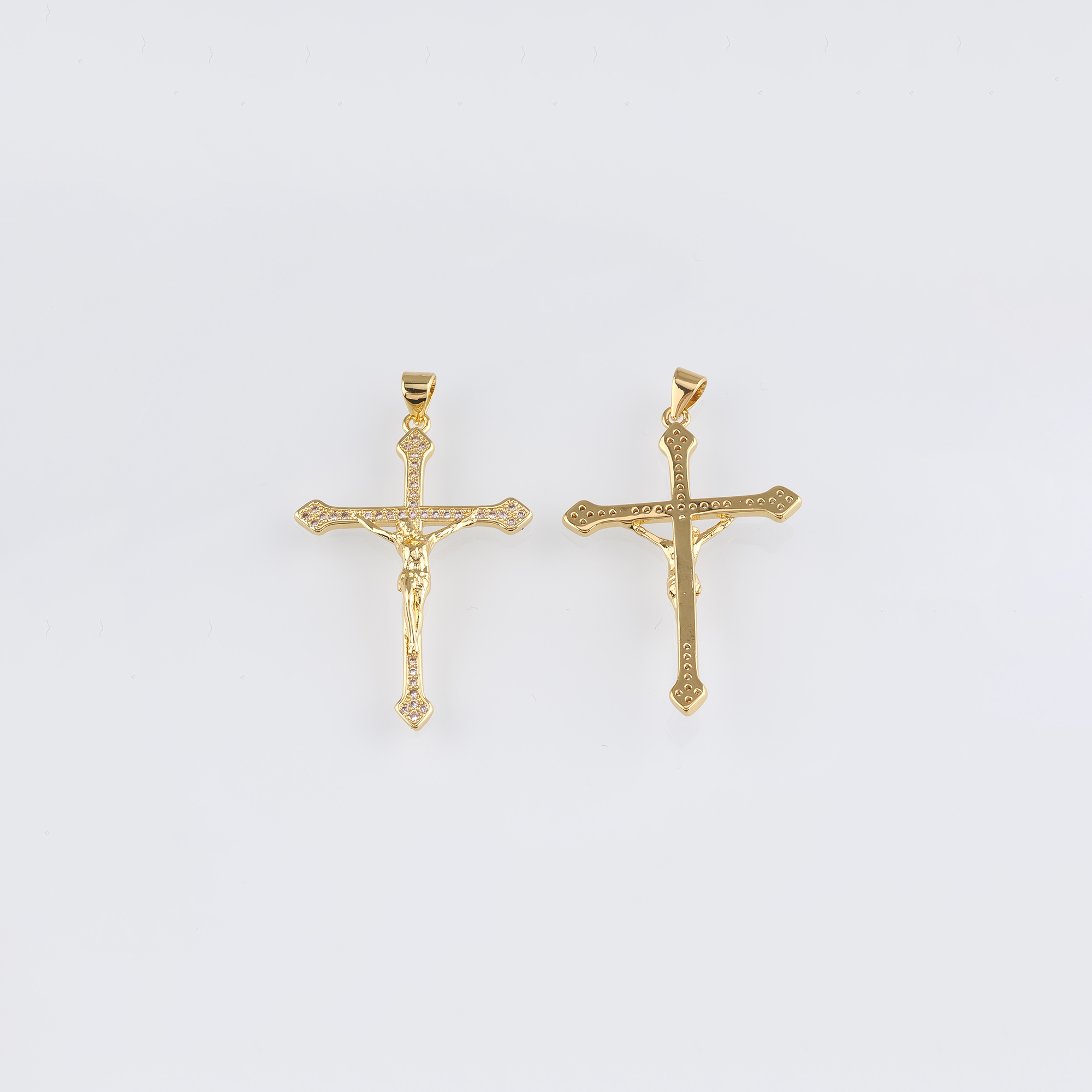 18K Gold Filled Cross Pendant,Religious Charm Earrings Necklace for DIY Jewelry Making Supply