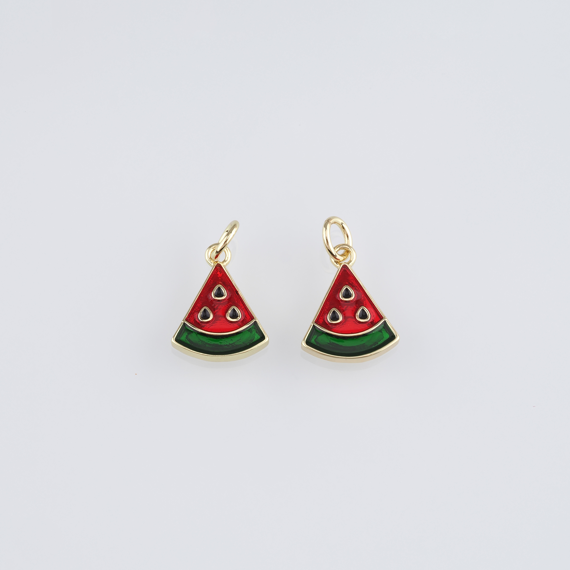 18K Gold Filled Watermelon Pendant,Fruit Charm,Enamel Watermelon Charm Earrings Necklace for DIY Jewelry Making Supply