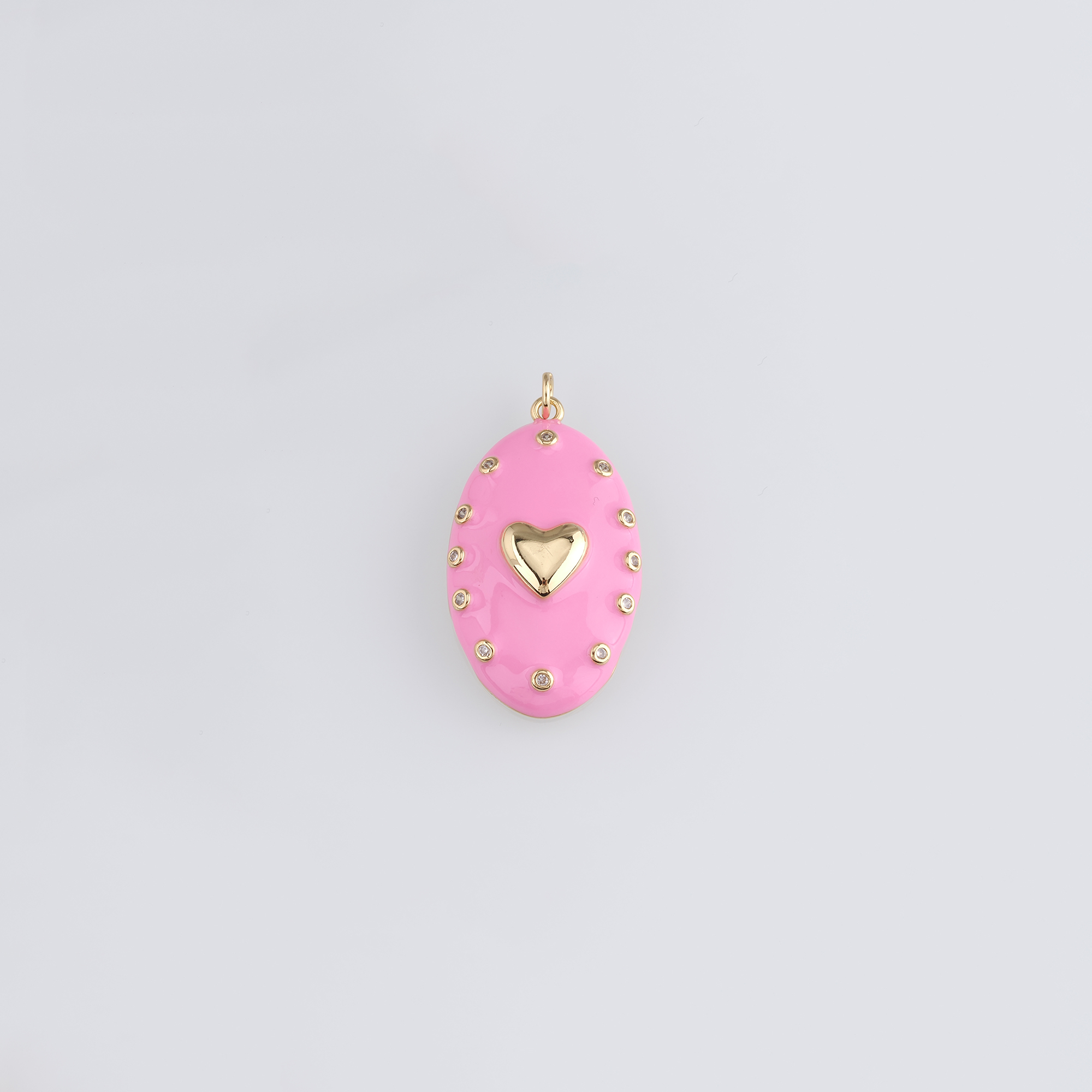18K Gold Filled Heart Pendant,Enamel Heart Charm Earrings Necklace for DIY Jewelry Making Supply