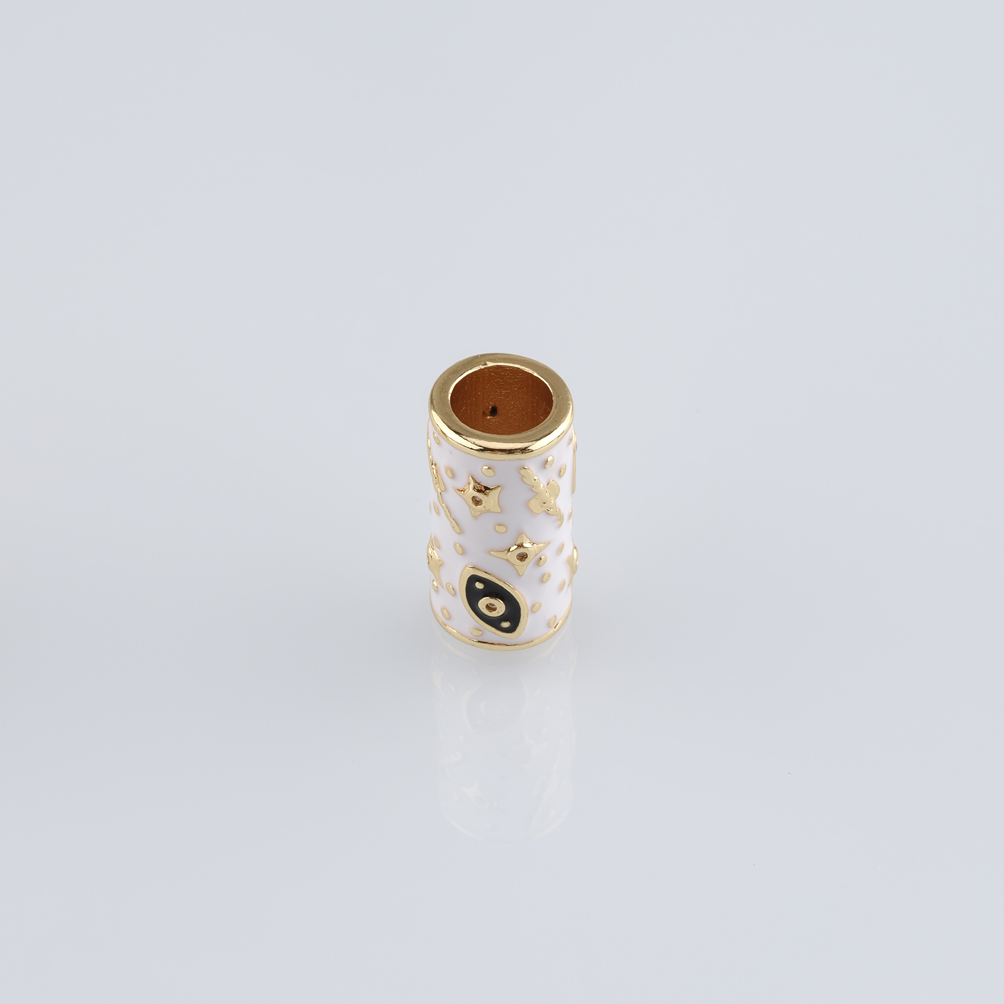 18K Gold Filled Evil Eye Spacer Beads,Barrel Bead,Enamel Evil Eye Bead for Bracelet Jewelry Necklace Making Supply