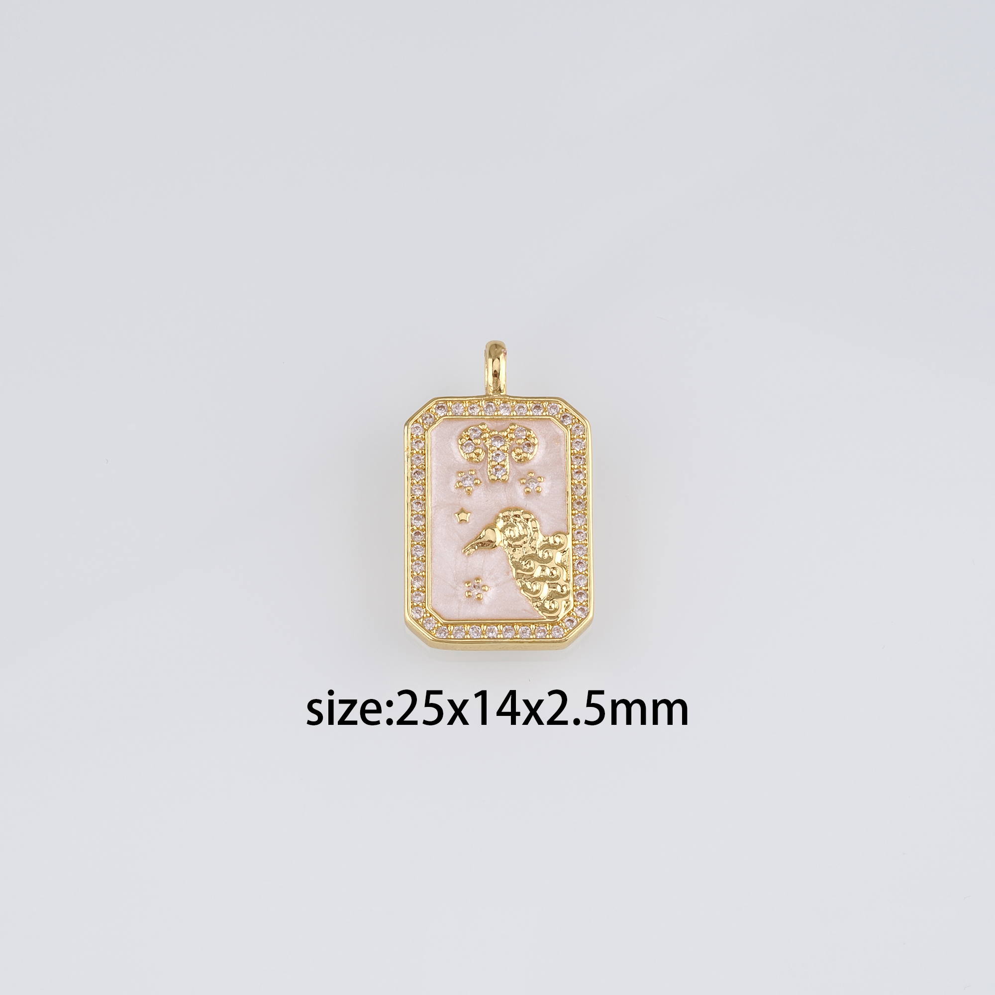 18K Gold Filled Zodiac Pendant,CZ Micro Pave Constellation Charm Earrings Necklace for DIY Jewelry Making Supply