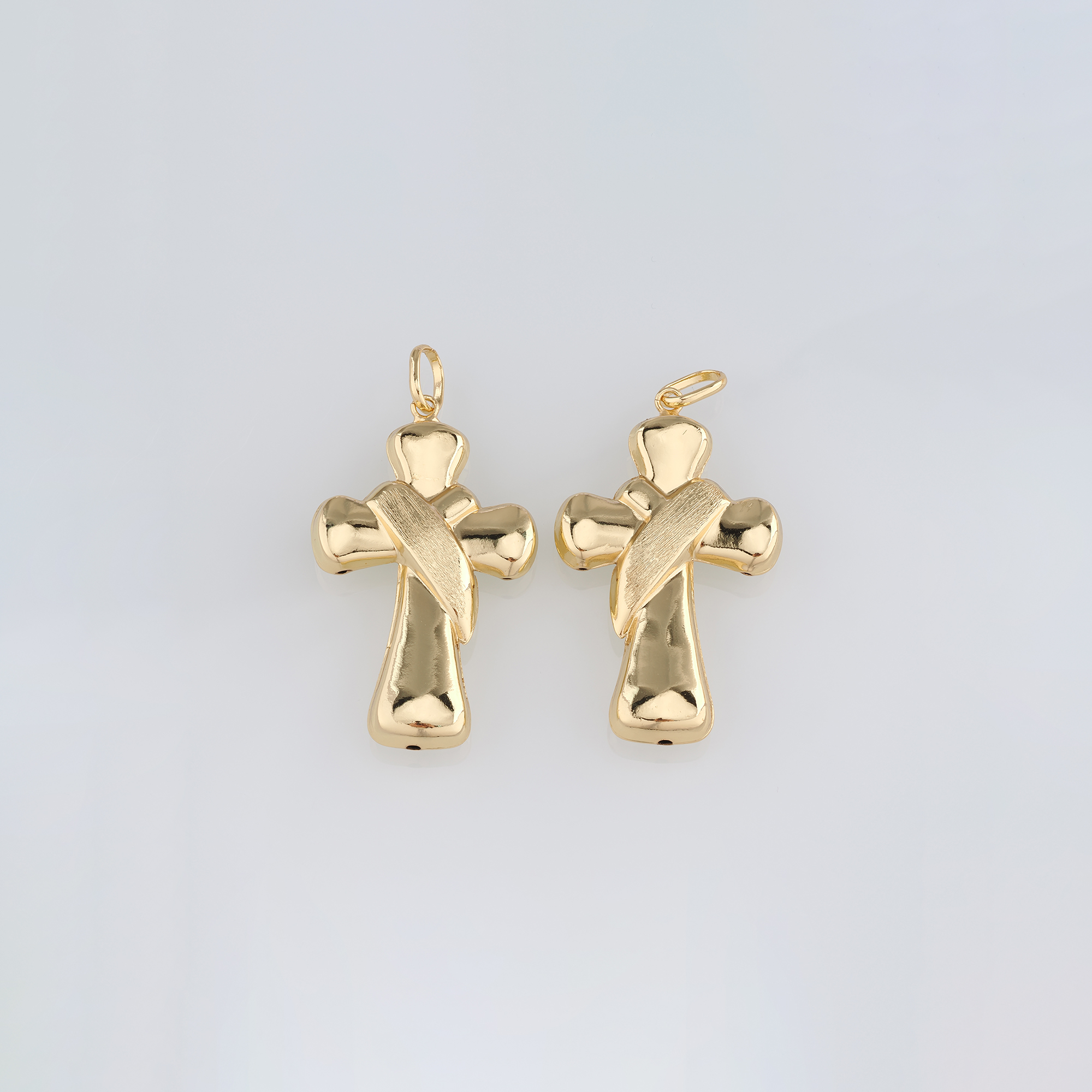 18K Gold Filled Cross Pendant,Religious Charm Earrings Necklace for DIY Jewelry Making Supply