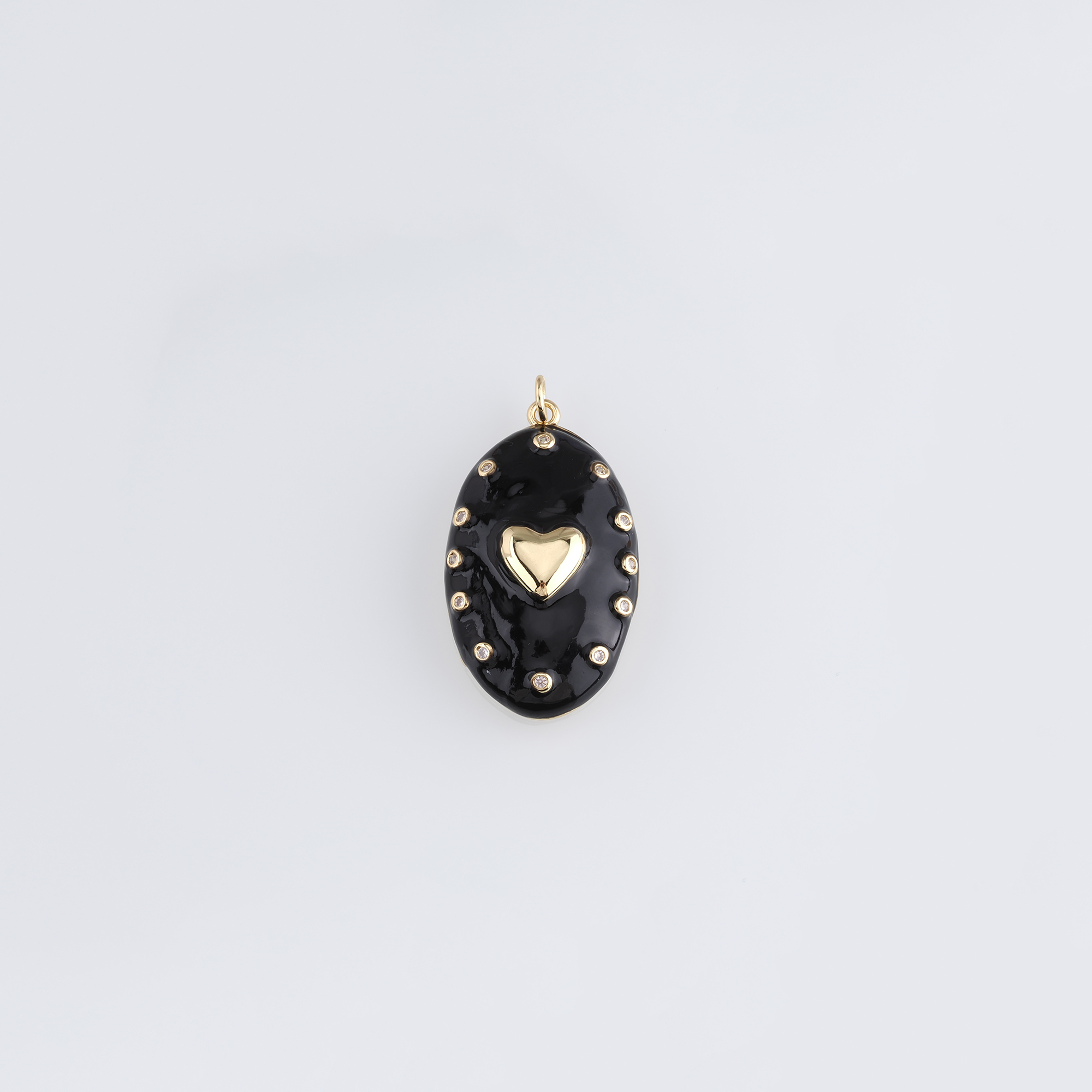 18K Gold Filled Heart Pendant,Enamel Heart Charm Earrings Necklace for DIY Jewelry Making Supply