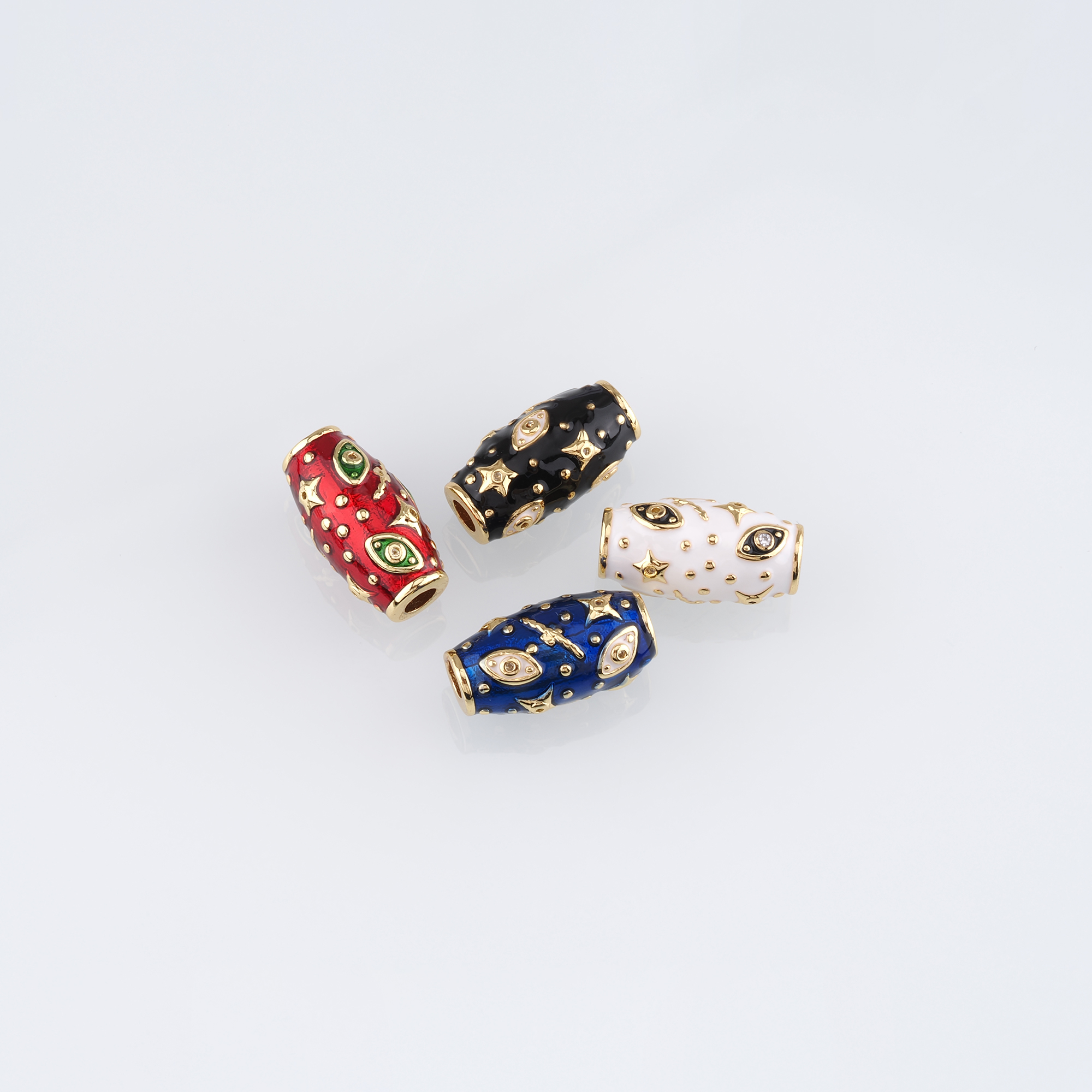 18K Gold Filled Evil Eye Spacer Beads,Barrel Bead,Enamel Evil Eye Bead for Bracelet Jewelry Necklace Making Supply