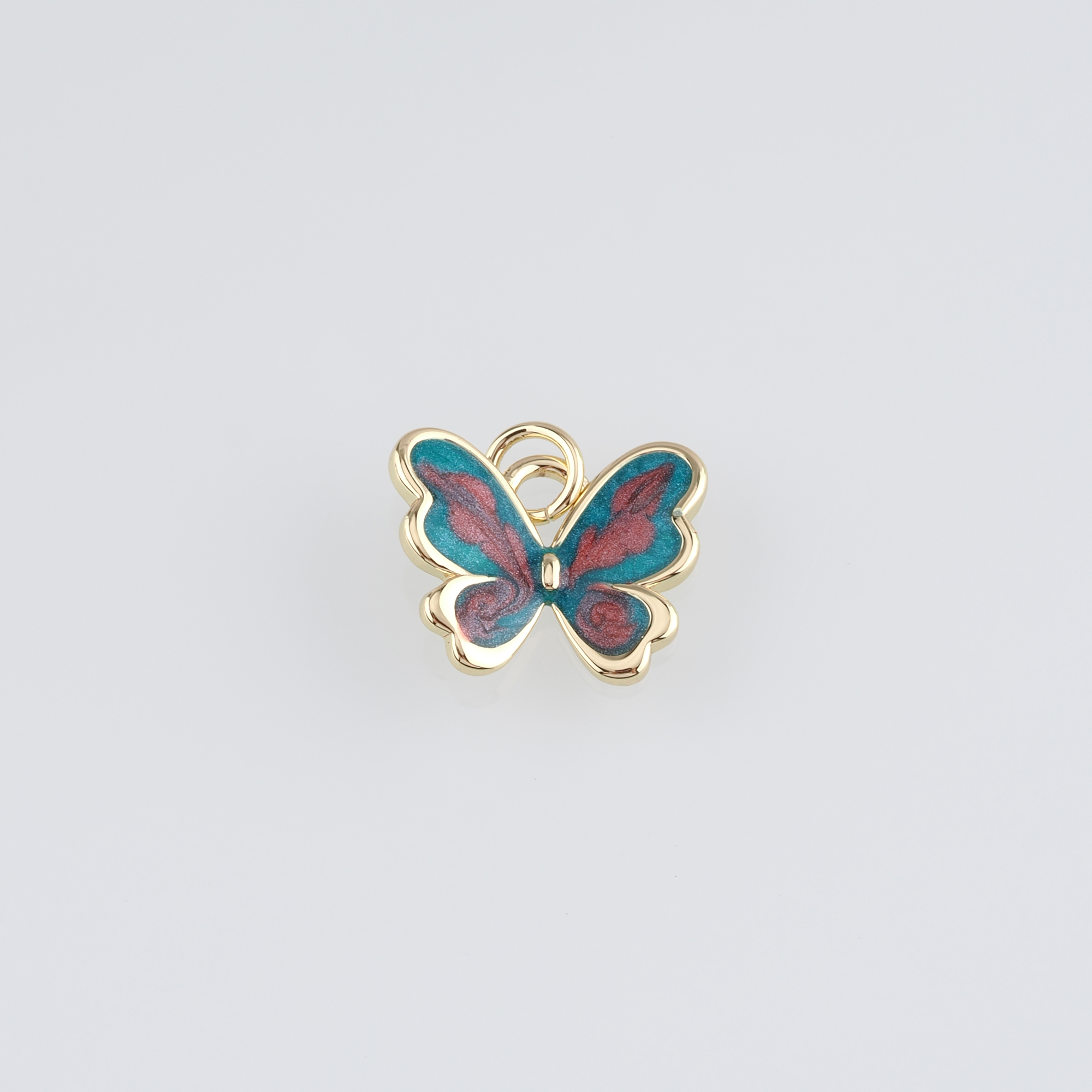 18K Gold Filled Butterfly Pendant,Enamel Butterfly Charm Earrings Necklace for DIY Jewelry Making Supply