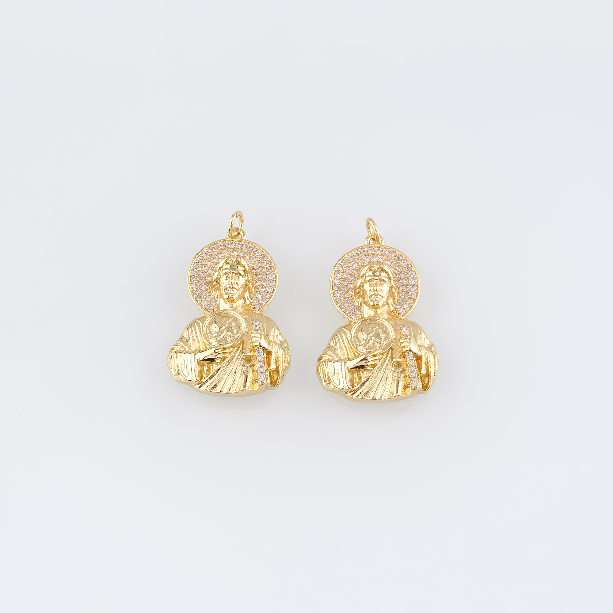 18K Gold Filled Jesus Pendant,CZ Micro Pave Jesus Charm Earrings Necklace for DIY Jewelry Making Supply