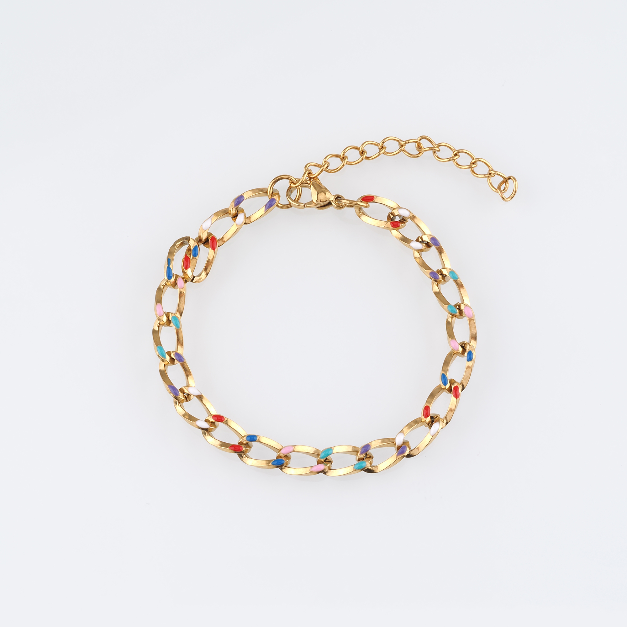 18K Gold Filled Cable Chain Bracelet,Enamel Bracelet,Gold Chain Bracelet,Ladies Bracelet,Gift For Her