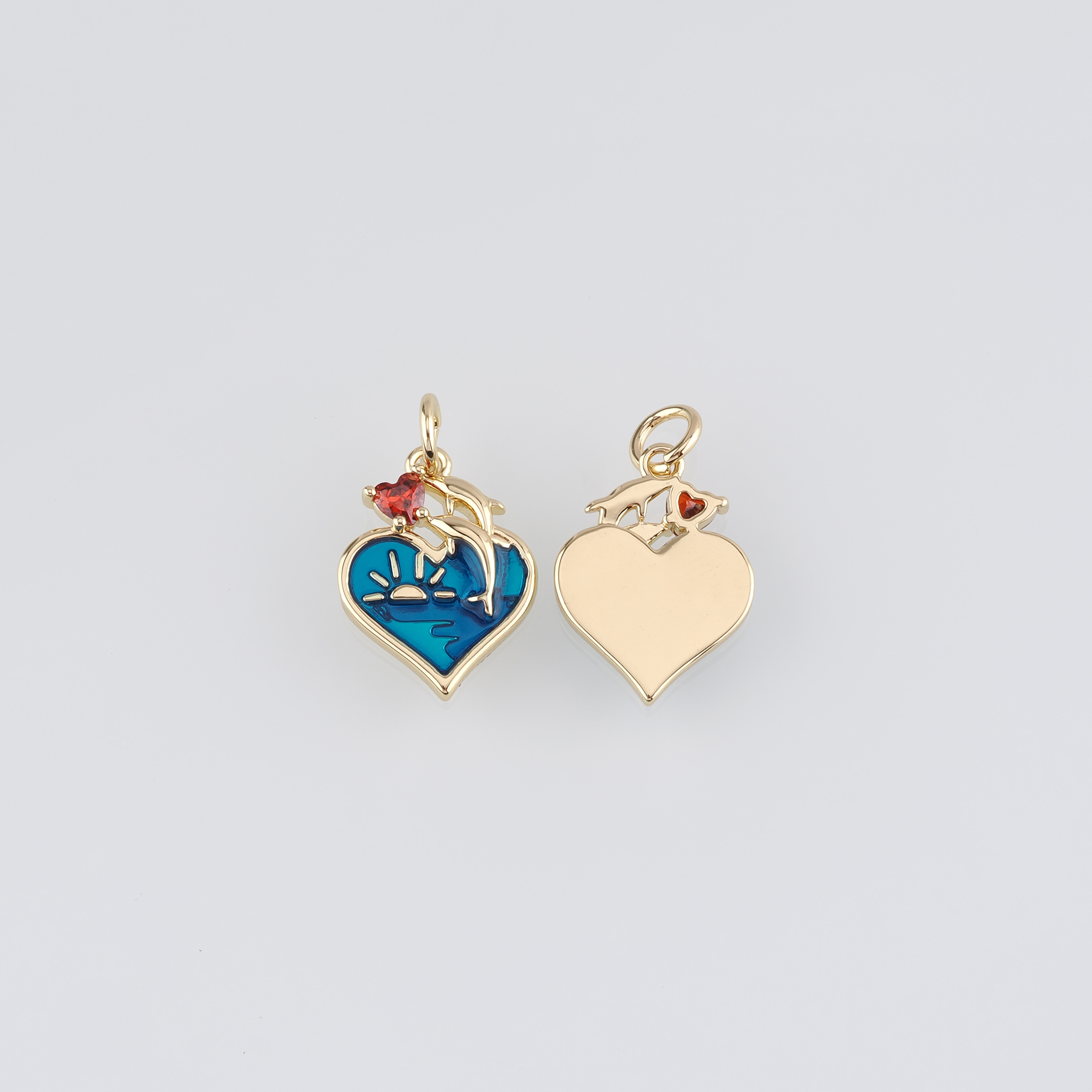 18K Gold Filled Dolphin Pendant,Enamel Dolphin Charms Earrings Necklace for DIY Jewelry Making Supply