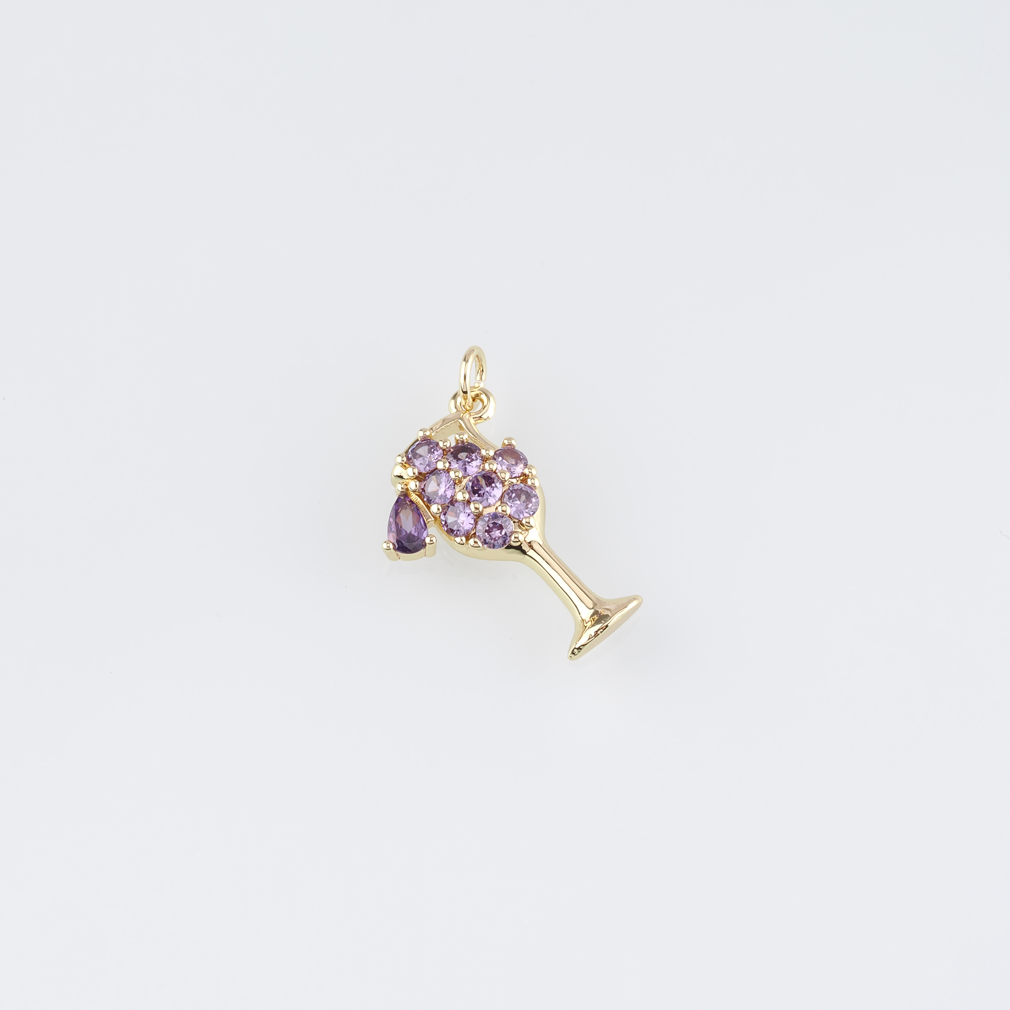 18K Gold Filled Wine Glass Pendant,CZ Micro Pave Wine Glass Charm Earrings Necklace for DIY Jewelry Making Supply