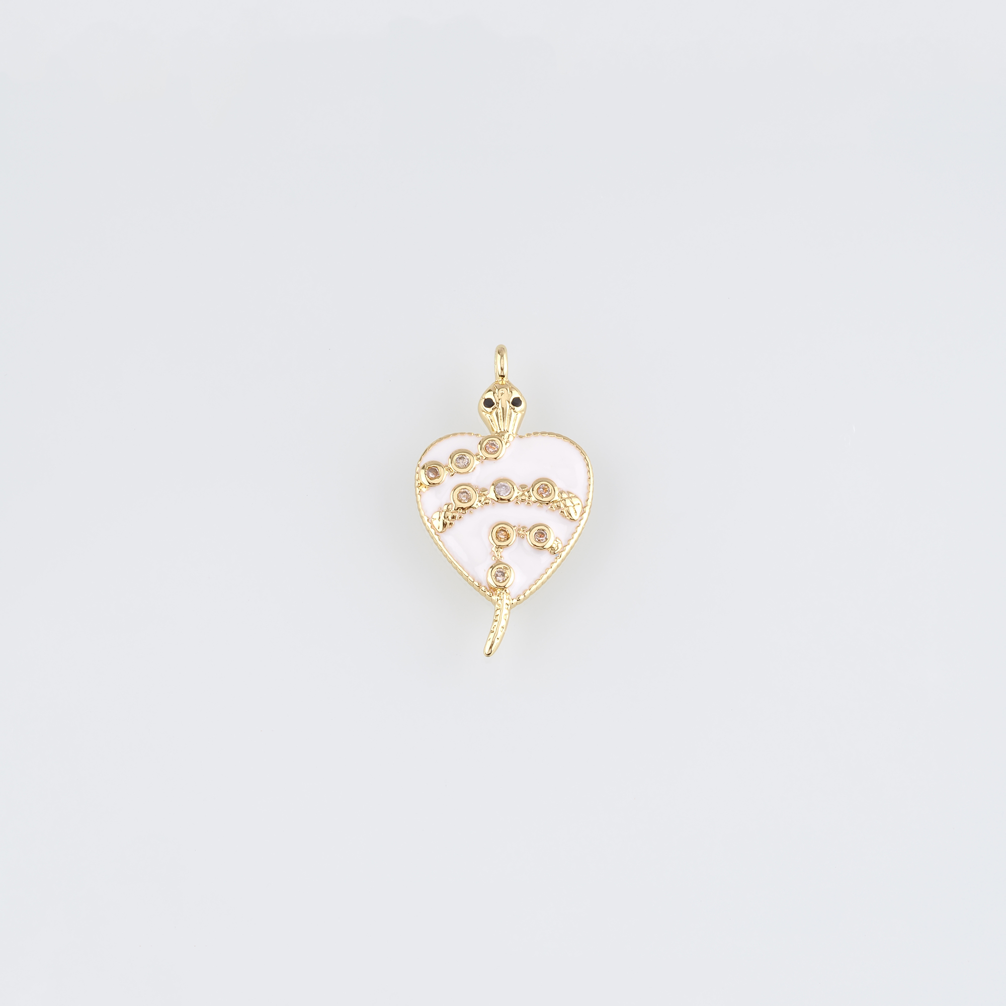 18K Gold Filled Snake Pendant,Enamel Heart Snake Charm Earrings Necklace for DIY Jewelry Making Supply