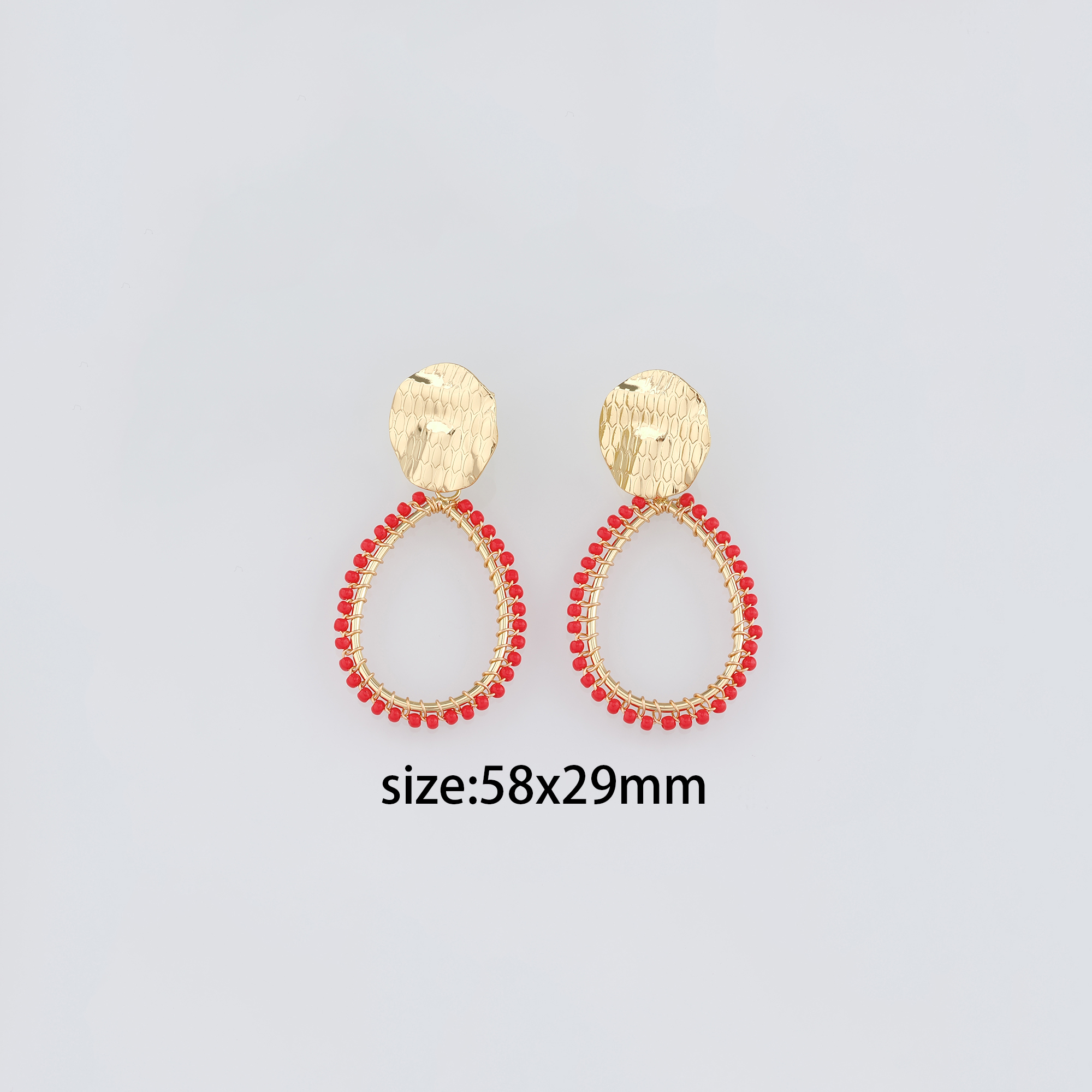 18K Gold Filled Beaded Stud Earrings,Dainty Earrings,Oval Earrings,Minimalist Earring,Gift for Wife