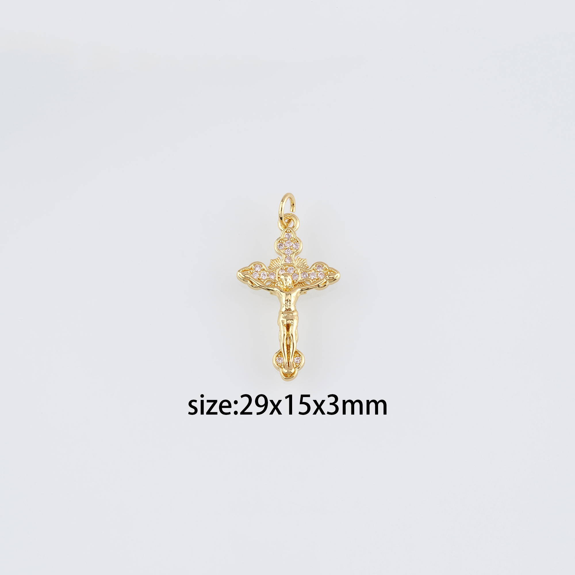18K Gold Filled Cross Pendant,Religious Charm Earrings Necklace for DIY Jewelry Making Supply