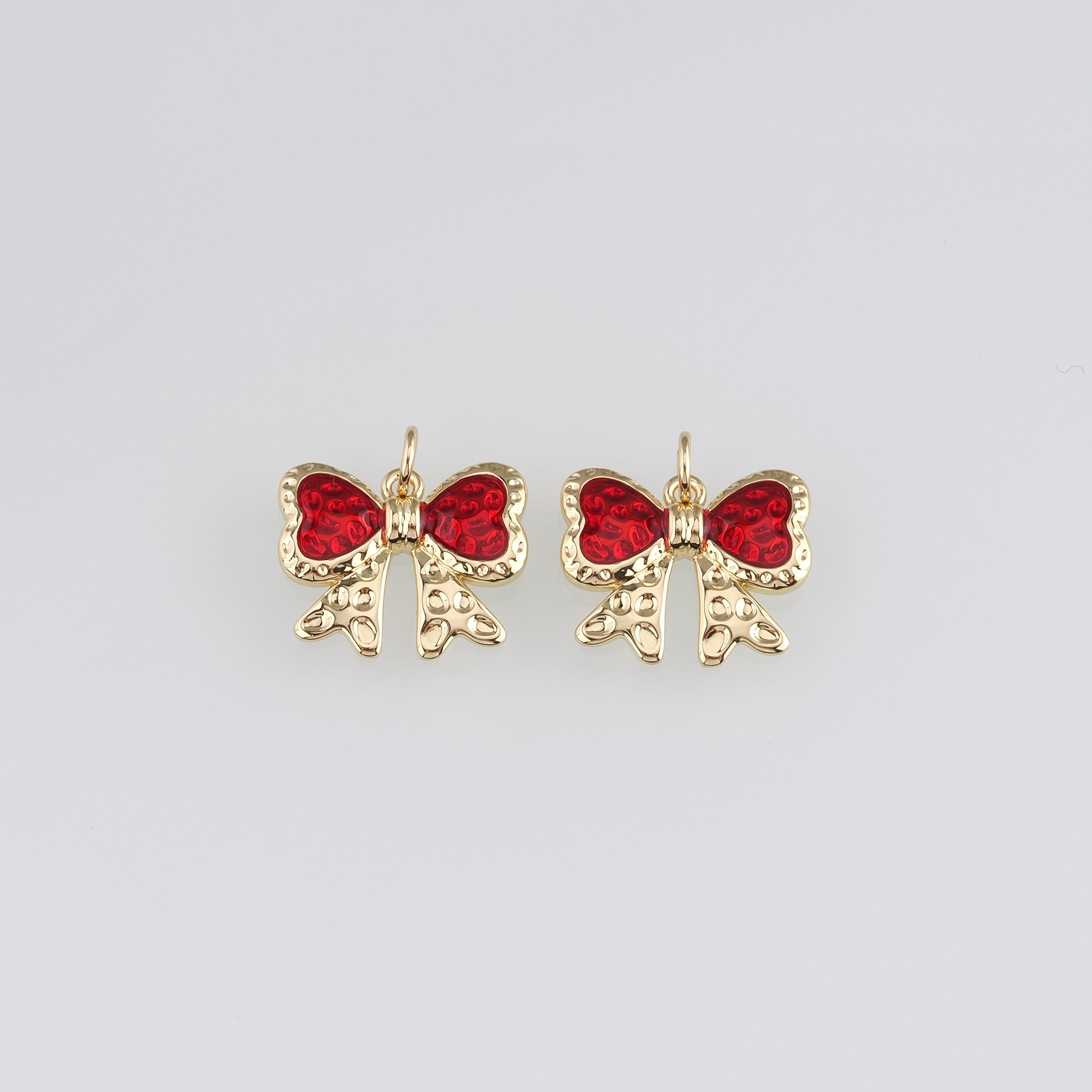 18K Gold Filled Bow Pendant,Enamel Bow Charm Earrings Necklace for DIY Jewelry Making Supply
