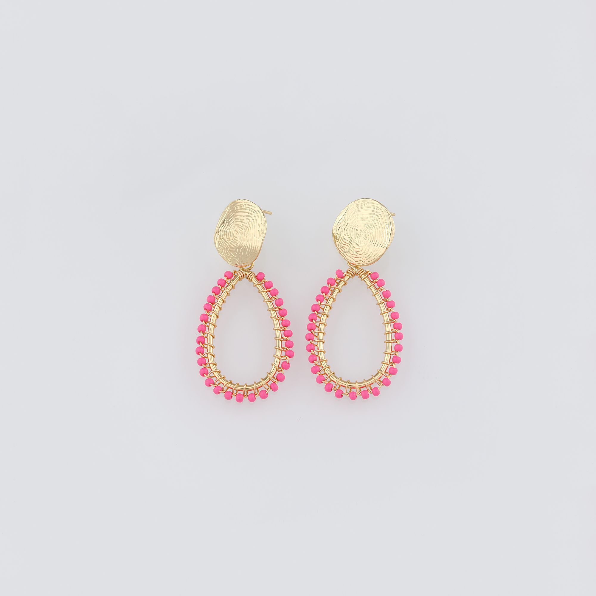 18K Gold Filled Beaded Stud Earrings,Dainty Earrings,Oval Earrings,Minimalist Earring,Gift for Wife