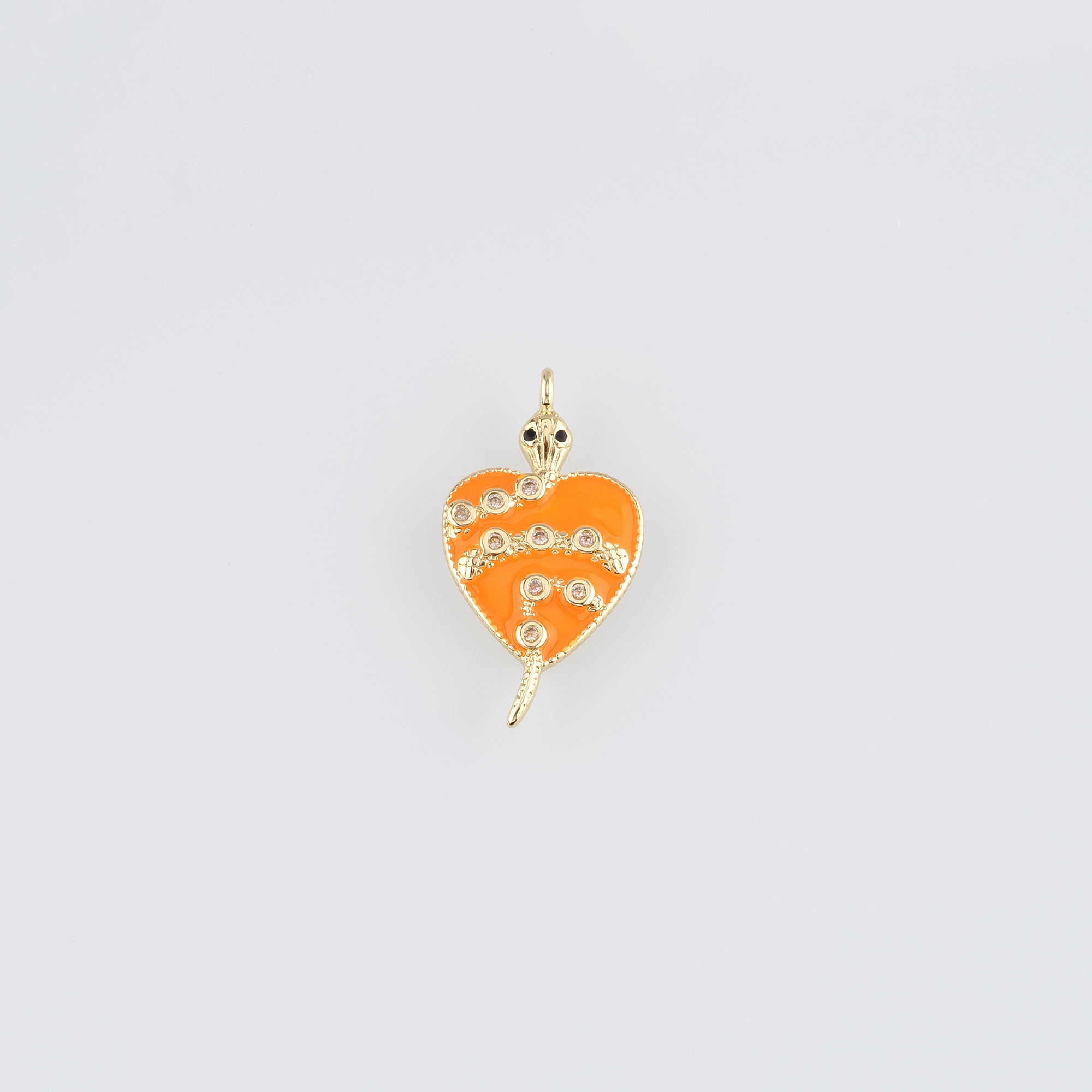 18K Gold Filled Snake Pendant,Enamel Heart Snake Charm Earrings Necklace for DIY Jewelry Making Supply