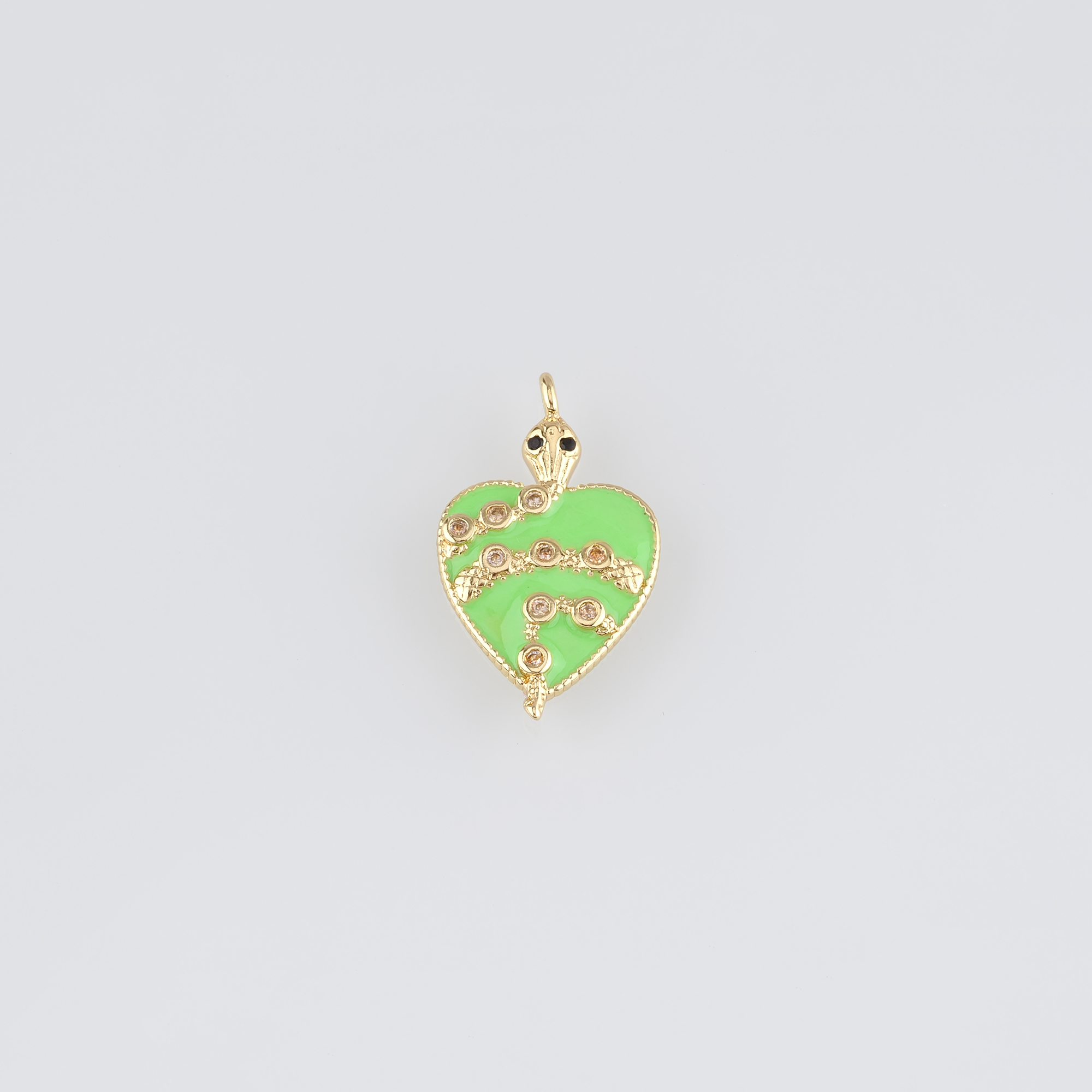 18K Gold Filled Snake Pendant,Enamel Heart Snake Charm Earrings Necklace for DIY Jewelry Making Supply