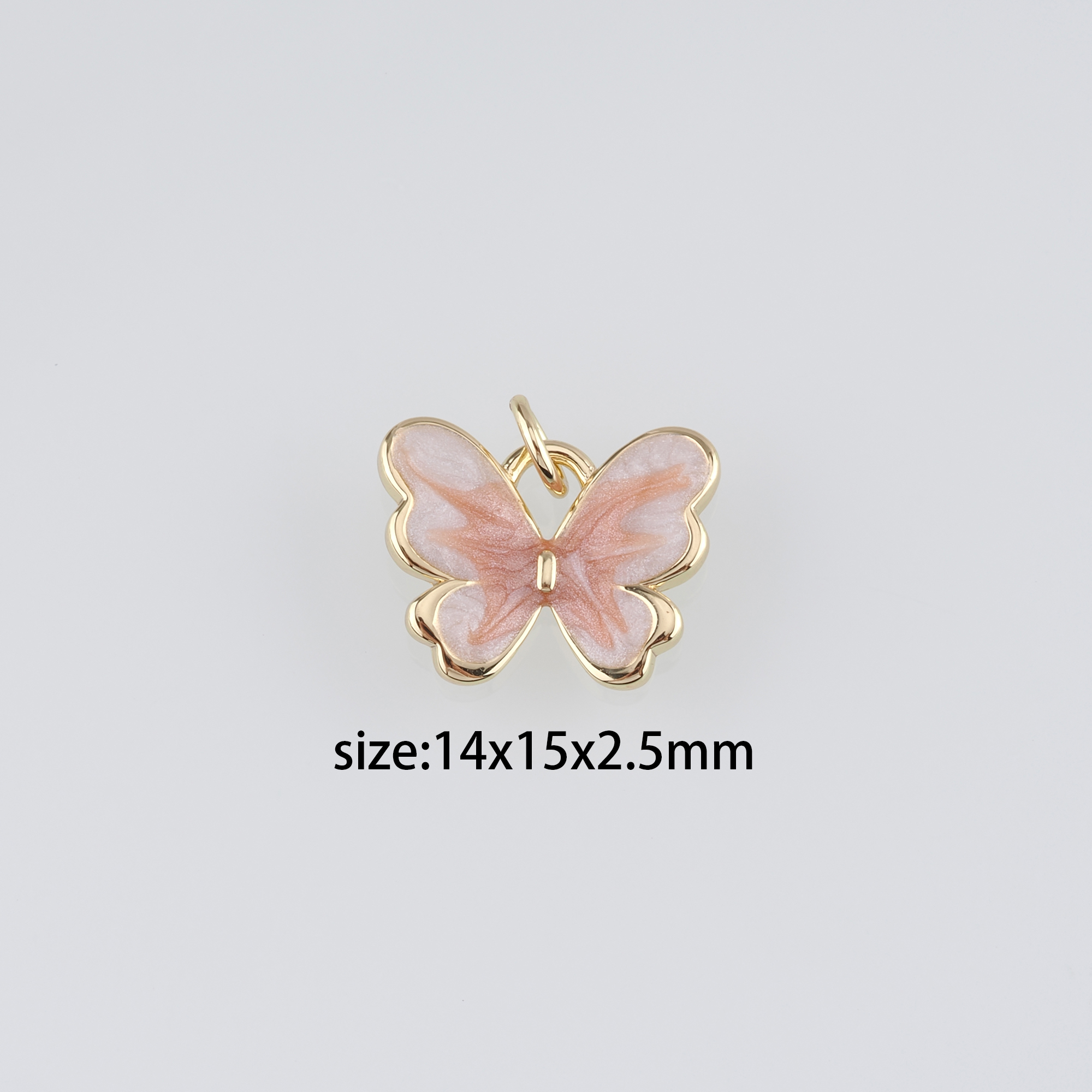 18K Gold Filled Butterfly Pendant,Enamel Butterfly Charm Earrings Necklace for DIY Jewelry Making Supply