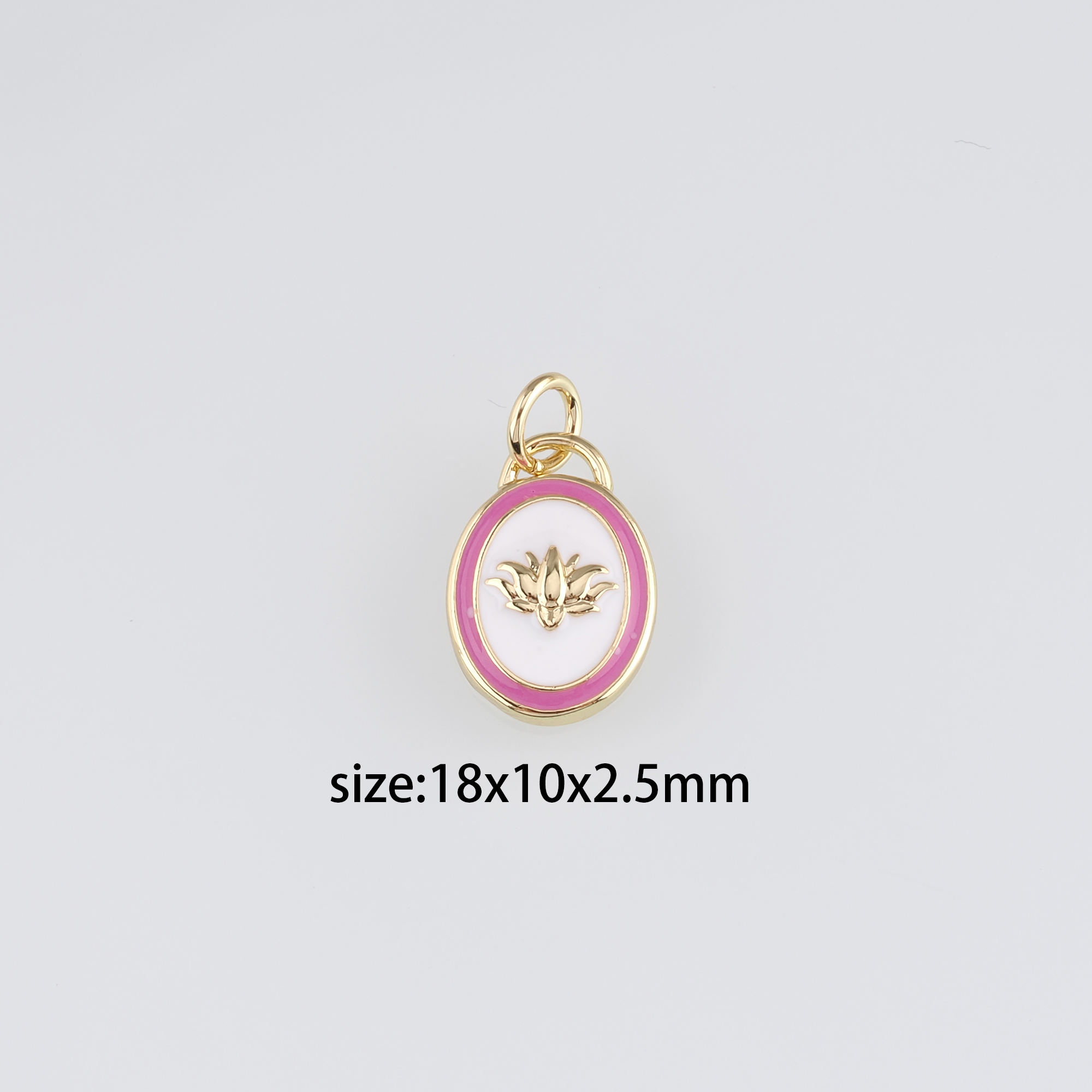 18K Gold Filled Lotus Pendant,Enamel Flower Charm Earrings Necklace for DIY Jewelry Making Supply