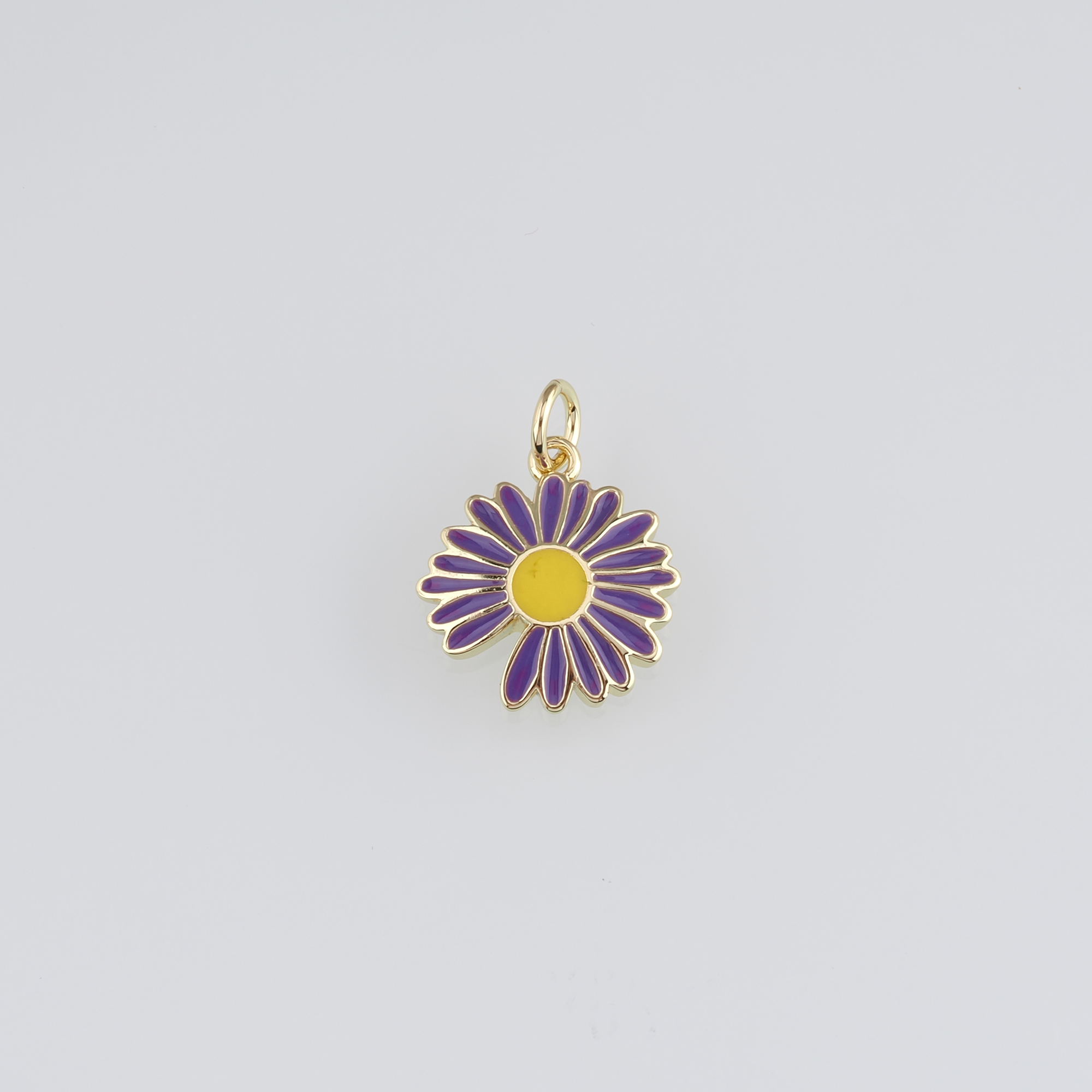 18K Gold Filled Daisy Pendant,Enamel Flower Charm Earrings Necklace for DIY Jewelry Making Supply