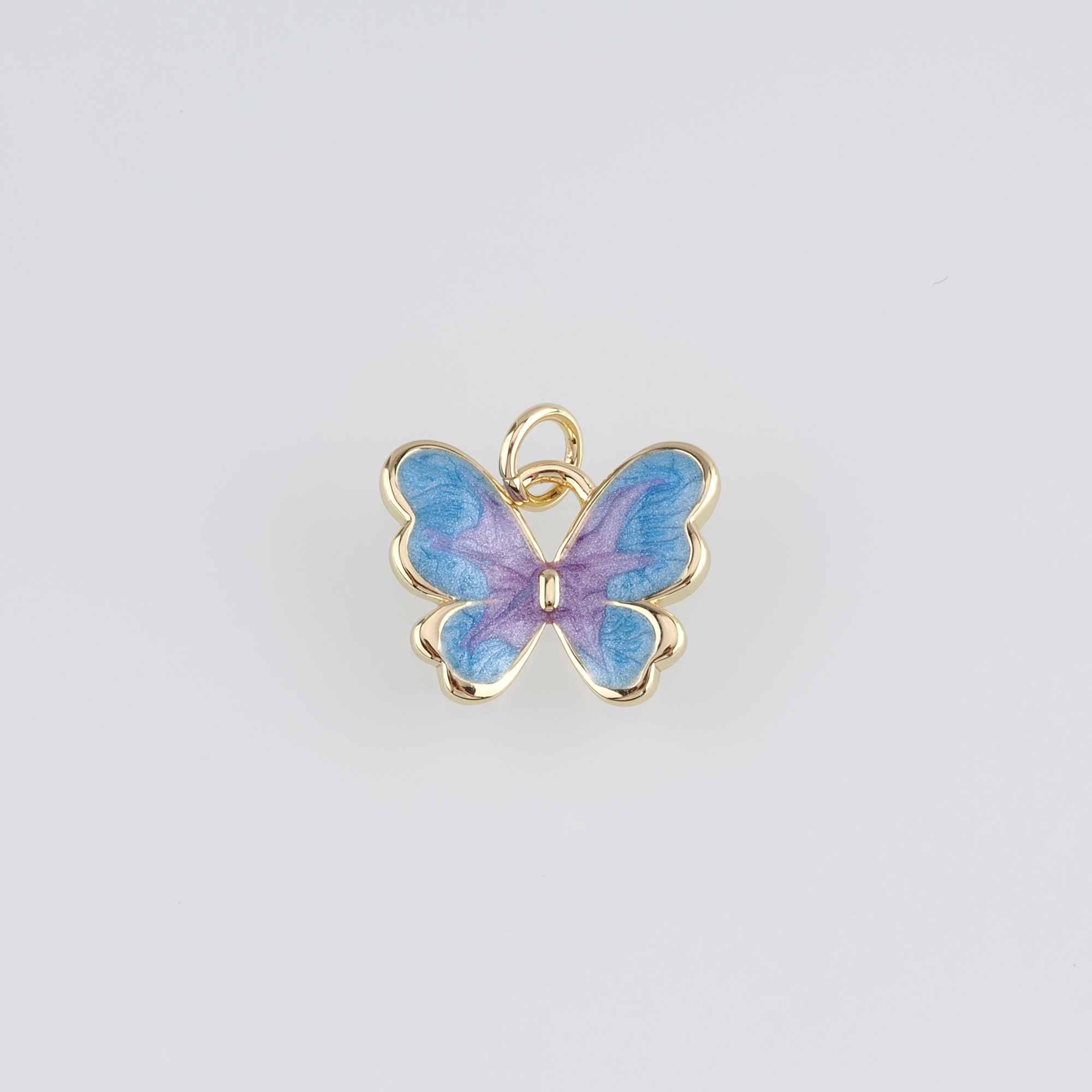 18K Gold Filled Butterfly Pendant,Enamel Butterfly Charm Earrings Necklace for DIY Jewelry Making Supply