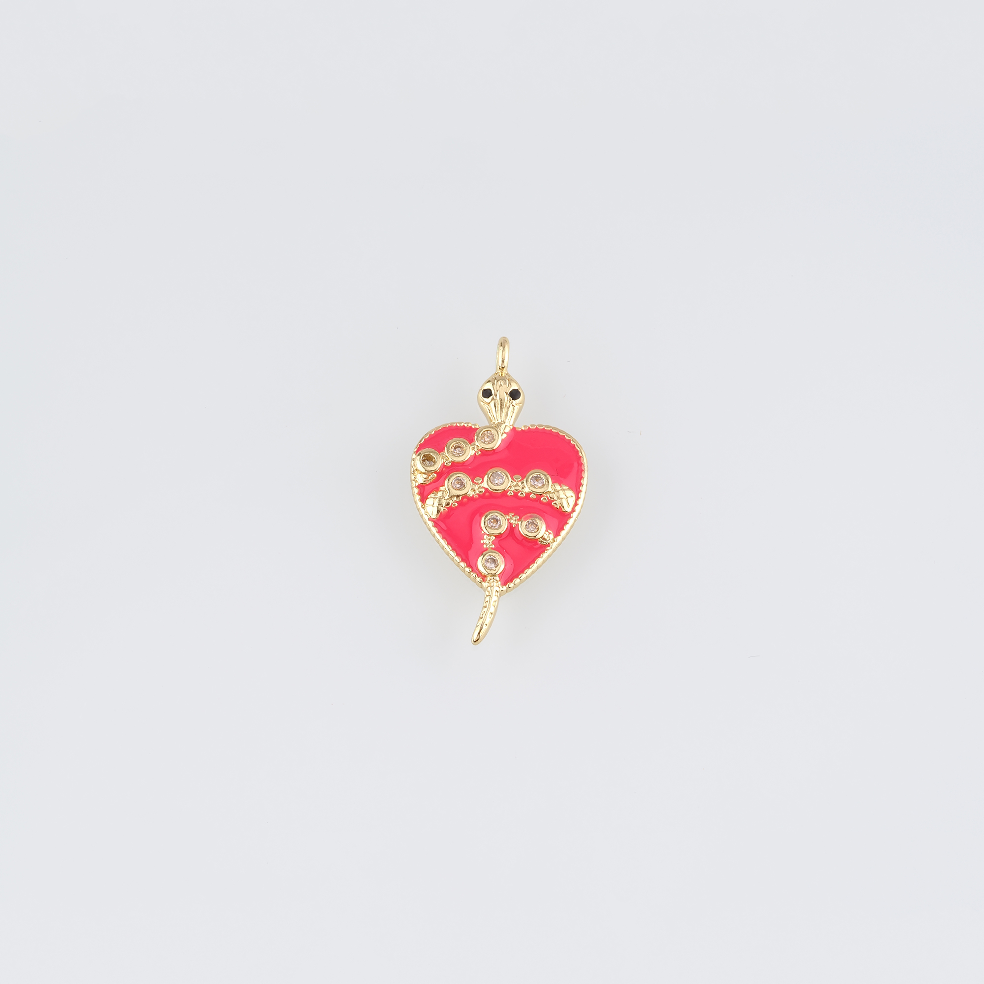 18K Gold Filled Snake Pendant,Enamel Heart Snake Charm Earrings Necklace for DIY Jewelry Making Supply