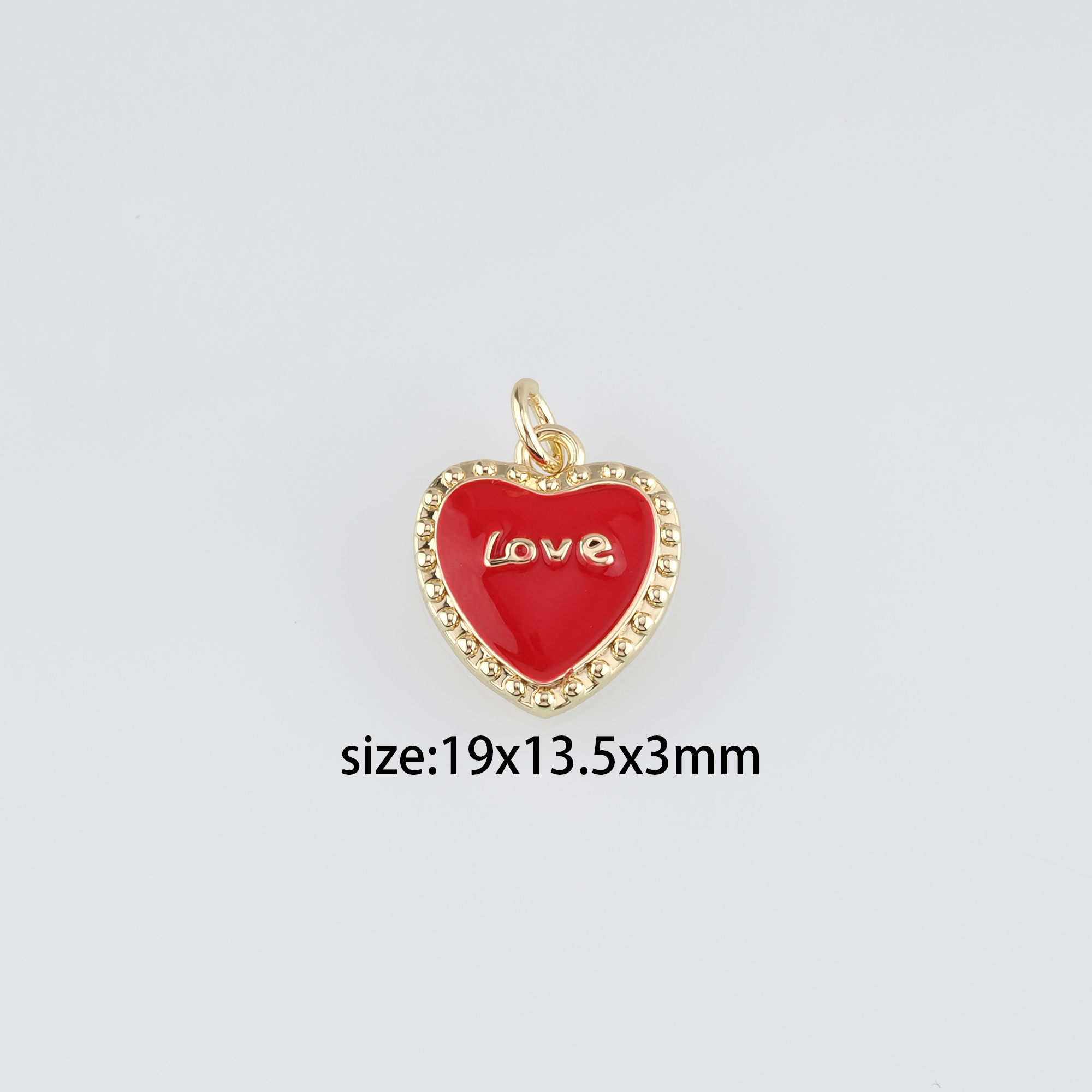 18K Gold Filled Heart Pendant,Enamel Love Heart Charm Earrings Necklace for DIY Jewelry Making Supply