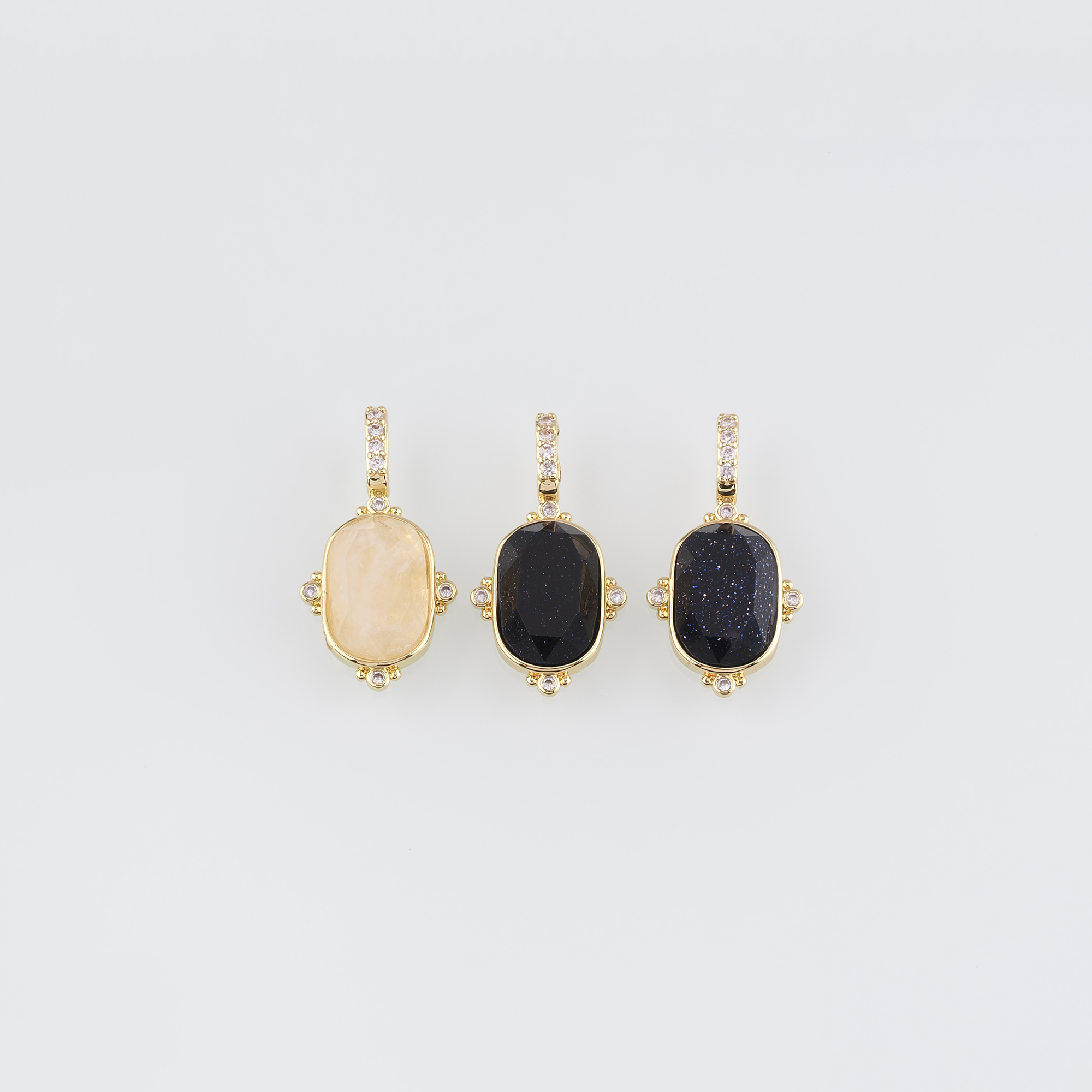 18K Gold Filled Oval Pendant,Dainty Oval Charm Earrings Necklace for DIY Jewelry Making Supply