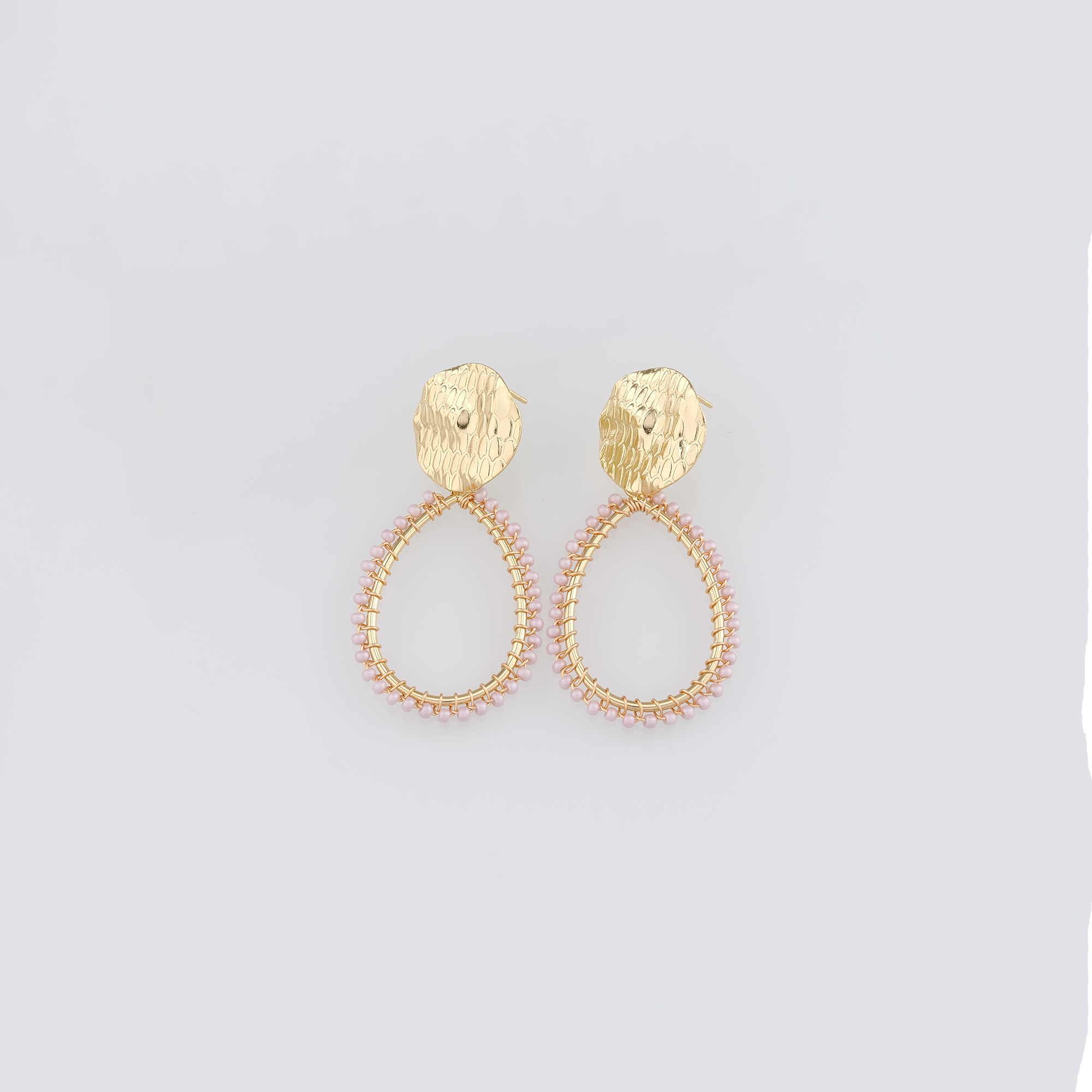 18K Gold Filled Beaded Stud Earrings,Dainty Earrings,Oval Earrings,Minimalist Earring,Gift for Wife