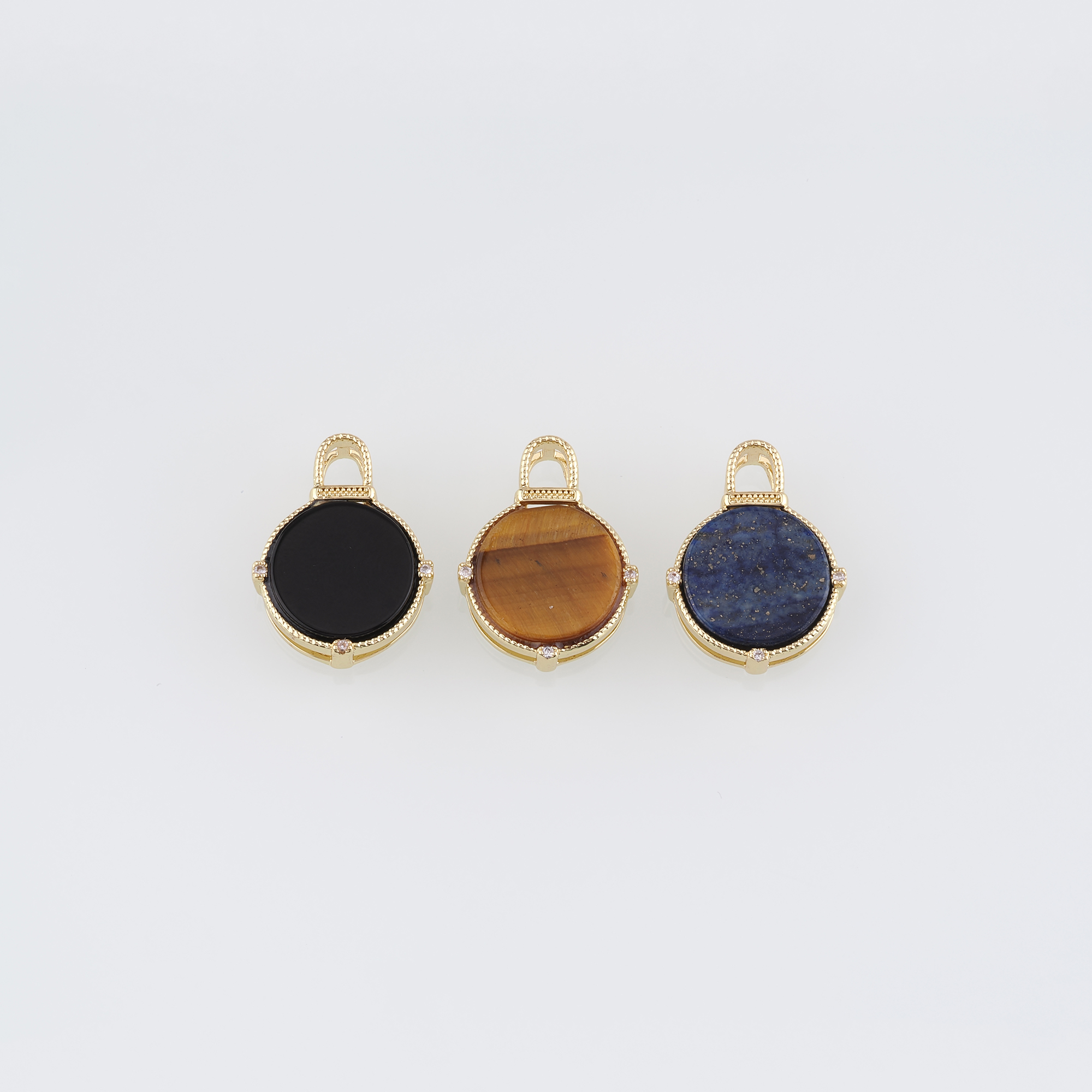18K Gold Filled Round Pendant,Dainty Round Earrings Necklace for DIY Jewelry Making Supply